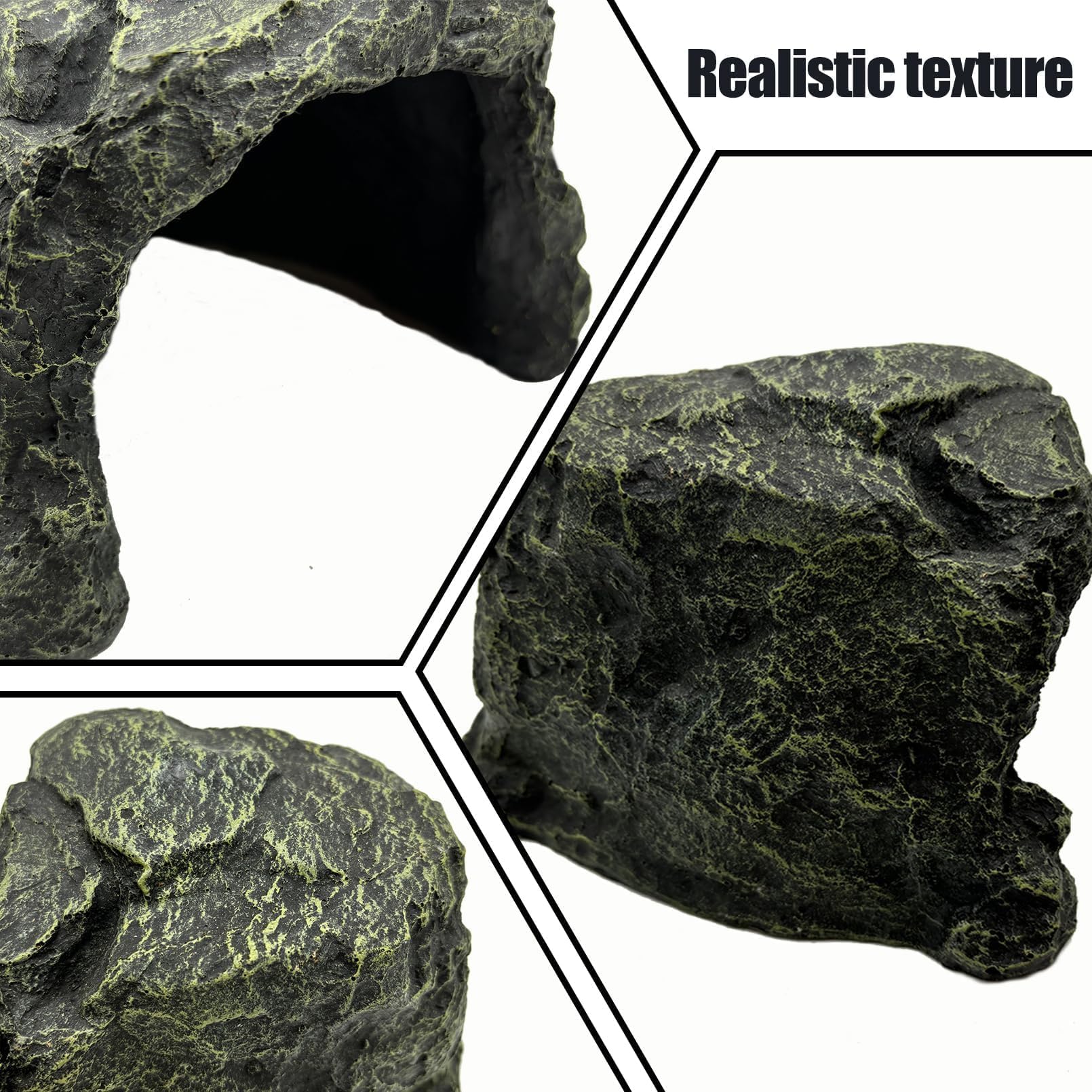 Tfwadmx Cueva de reptiles de la roca del escondite de la roca del hábitat de la decoración del acuario pequeño escondite de la tortuga para lagartos, tortugas, reptiles, anfibios, peces