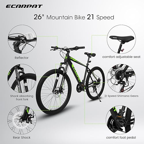 Miniatura 3 de Bicicleta de montaña ligera de aluminio de 2426 pulgadas, disco Shimano de 21 velocidades, bicicletas para hombre y mujer, bicicletas de montaña de