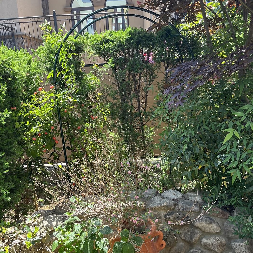 Stabiler Gartenbogen aus Metall, 240 x 220 cm, wetterbeständig, Rosenspalier für Terrasse, Hochzeit & Party, Dekoration, eleganter weißer Blumenbogen für Kletterpflanzen