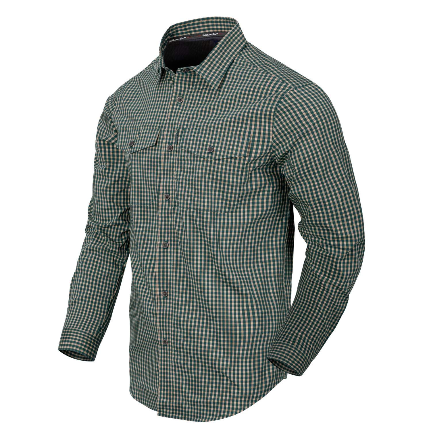 Helikon-Tex Men's Covert Concealed Carry Shirt Savage Green Checkered, Savage Green Checkered, XL