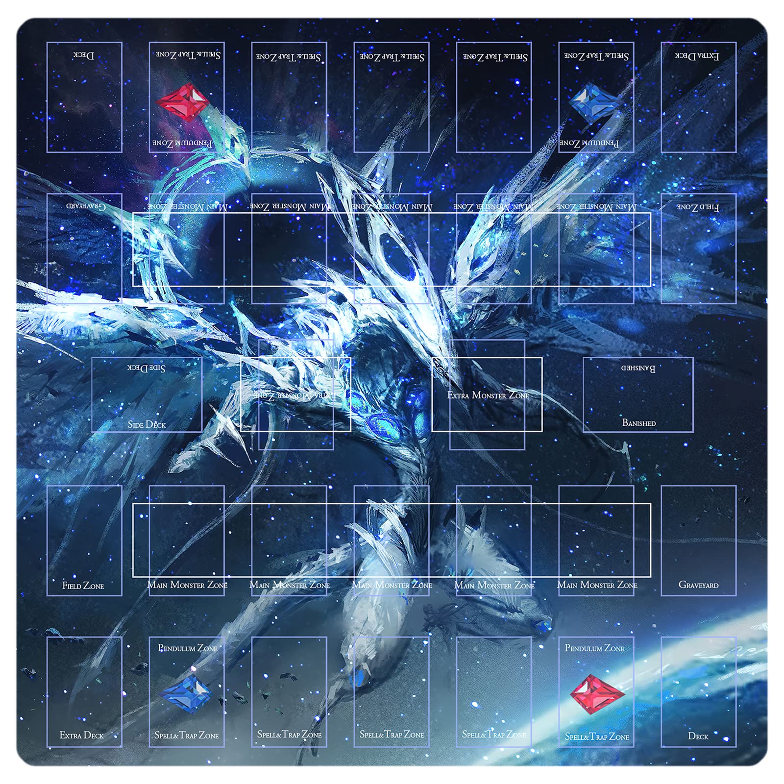 sabermaster Card Rubber Mat - 2 Player, Square playmat for Gamer 60x60cm/23.6x23.6inch (1)