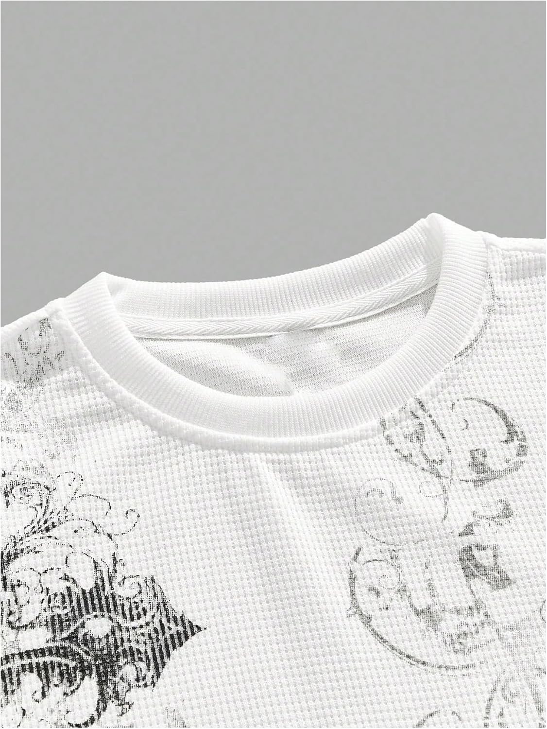 SHENHE Men's Gothic Graphic Sweatshirt Waffle Knit Crewneck Cross Print Unisex Sweatshirt - Image 3