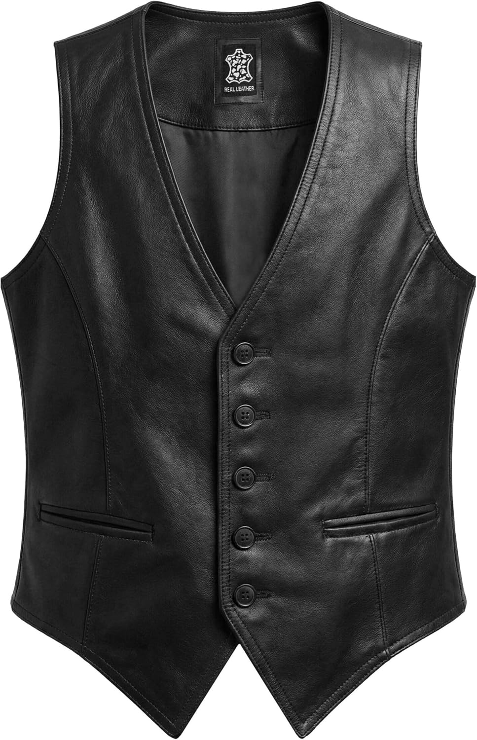 J'Jackin Men’s Genuine Leather Vest Sleeveless Motorcycle Style - Western Cowboy Real Leather Riding Waistcoat