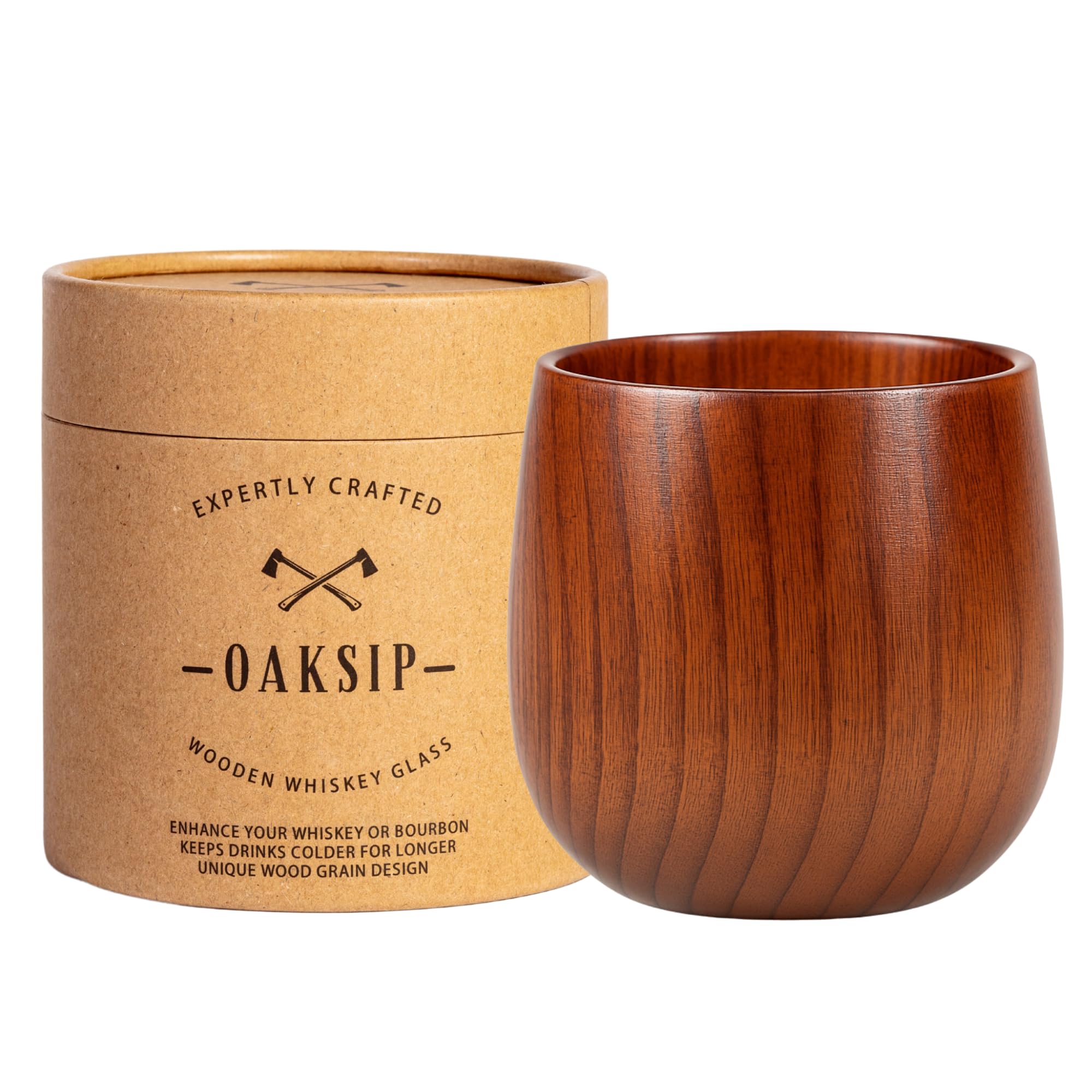 The Original Wooden Bourbon Drinking Glass Bourbon Gifts for Men | Wooden Old Fashioned Glass | Great Whiskey Gifts for Husband, Dad, or Brother | Perfect Present For Men Who Have Everything