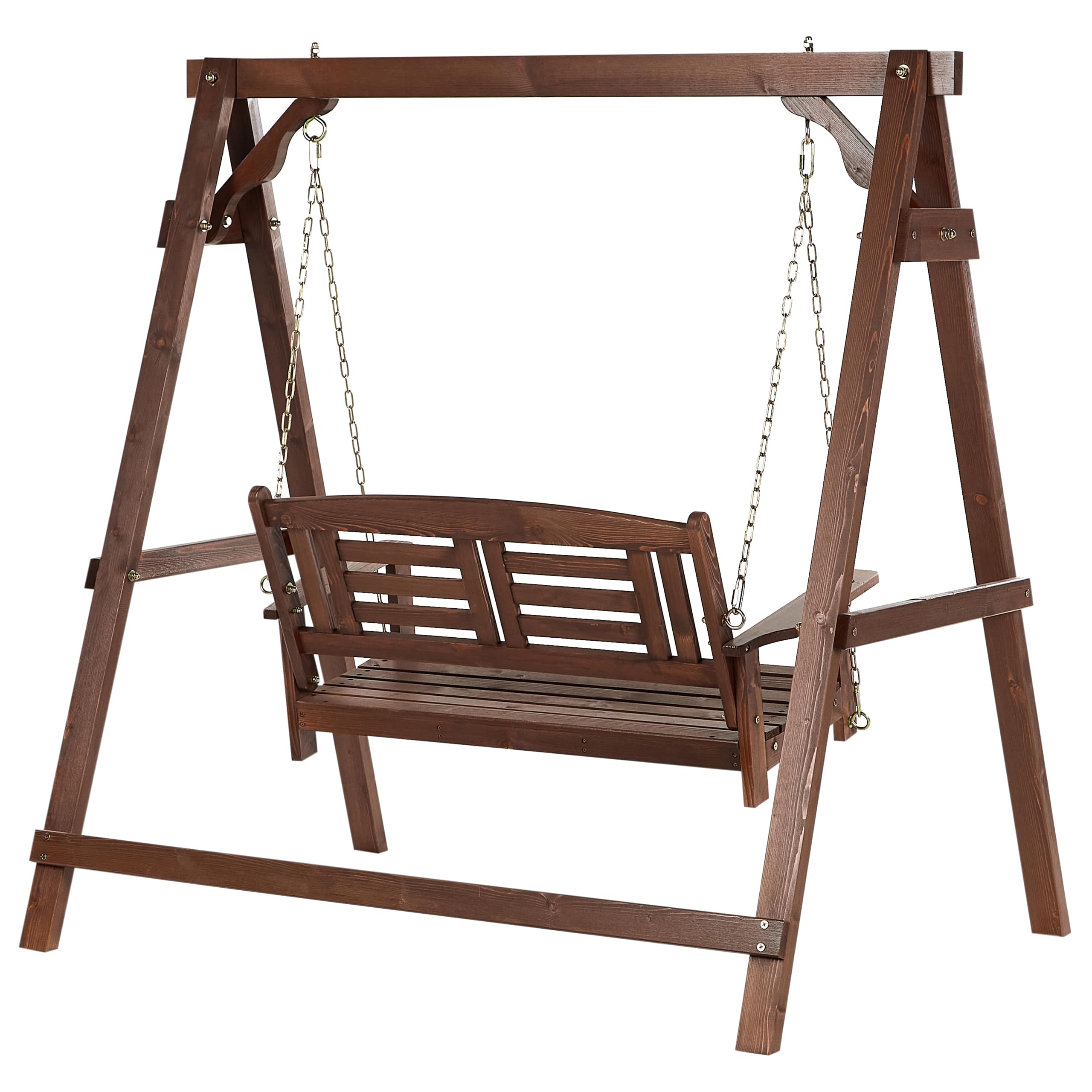 Columpio de jardín Tradicional rústico de Madera Maciza marrón Oscuro Nerito