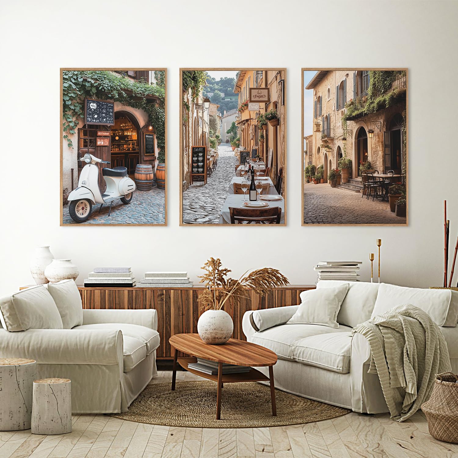 Amazon.com: SIKERIC Vintage Italy City Landscape Wall Art Set of 3