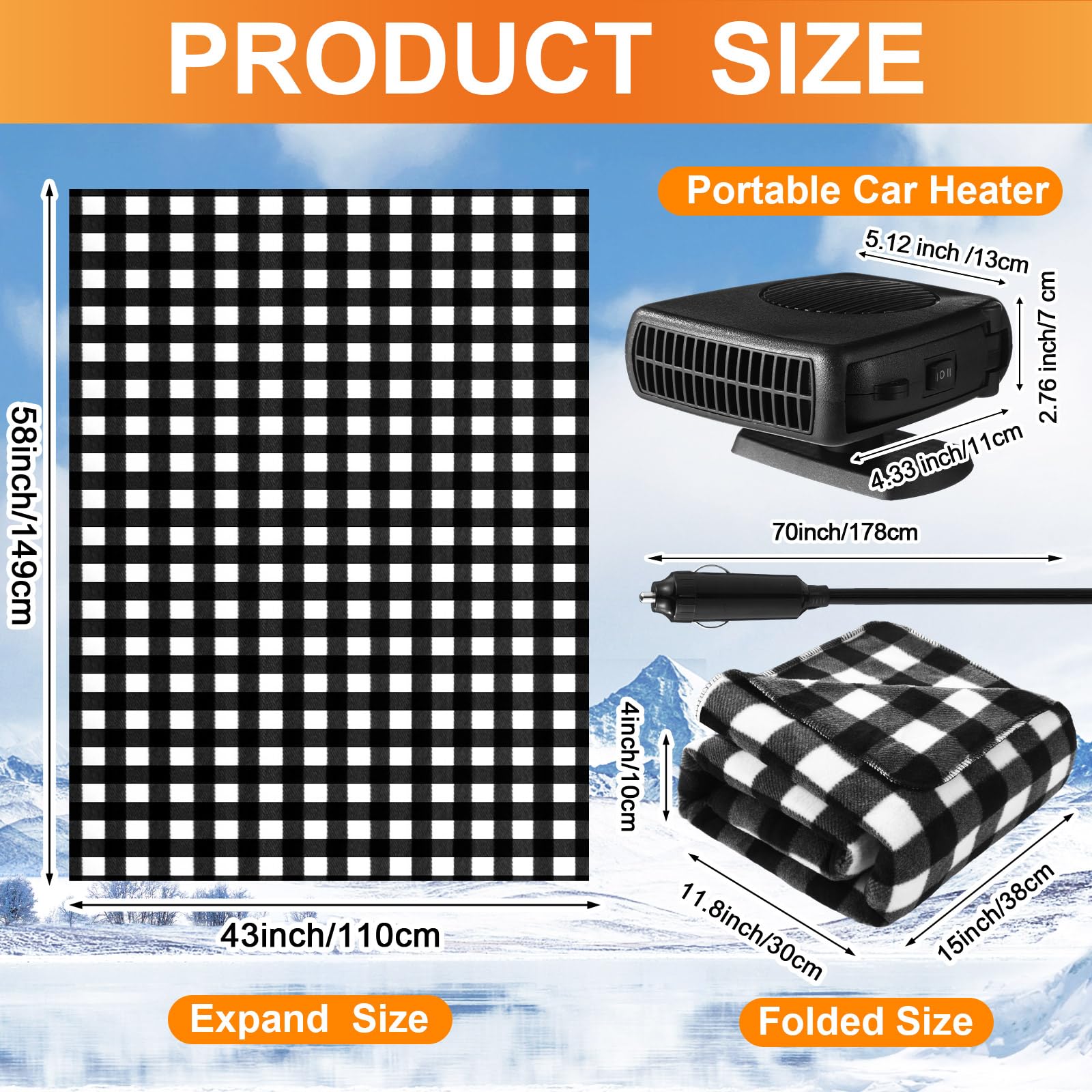 Amazon.com: Therwen 58 x 43 Inch 12v Heated Car Blanket Electric Blanket  Portable Car Heater 150w 12v Heater Plug in Cigarette Lighter Defroster 360  Degree Storage Bag Warm for Truck SUV Rv