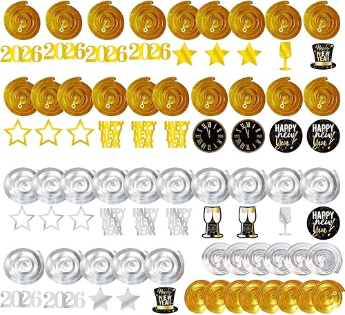 Miniatura 19 de GOER 36 unidades de decoraciones navideñas, remolinos colgantes para suministros de fiesta navideña Navidad,Trébol,Halloween,Año Nuevo,Copo de