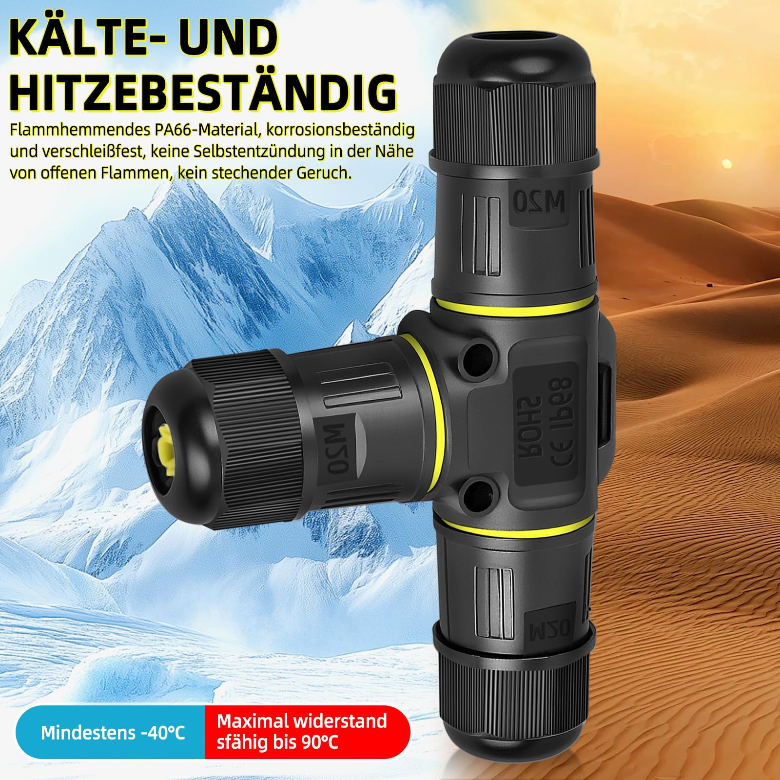 8 Stück Kabelverbinder Wasserdicht 3 Polig, für Ø3-12 mm Kabeldurchmesser, Ip68 Kabelverbinder, Erdkabel Verbinder Wasserdicht, Schnelle Verbindung T-Form Verbindungsmuffe Erdkabel für Außenbereich