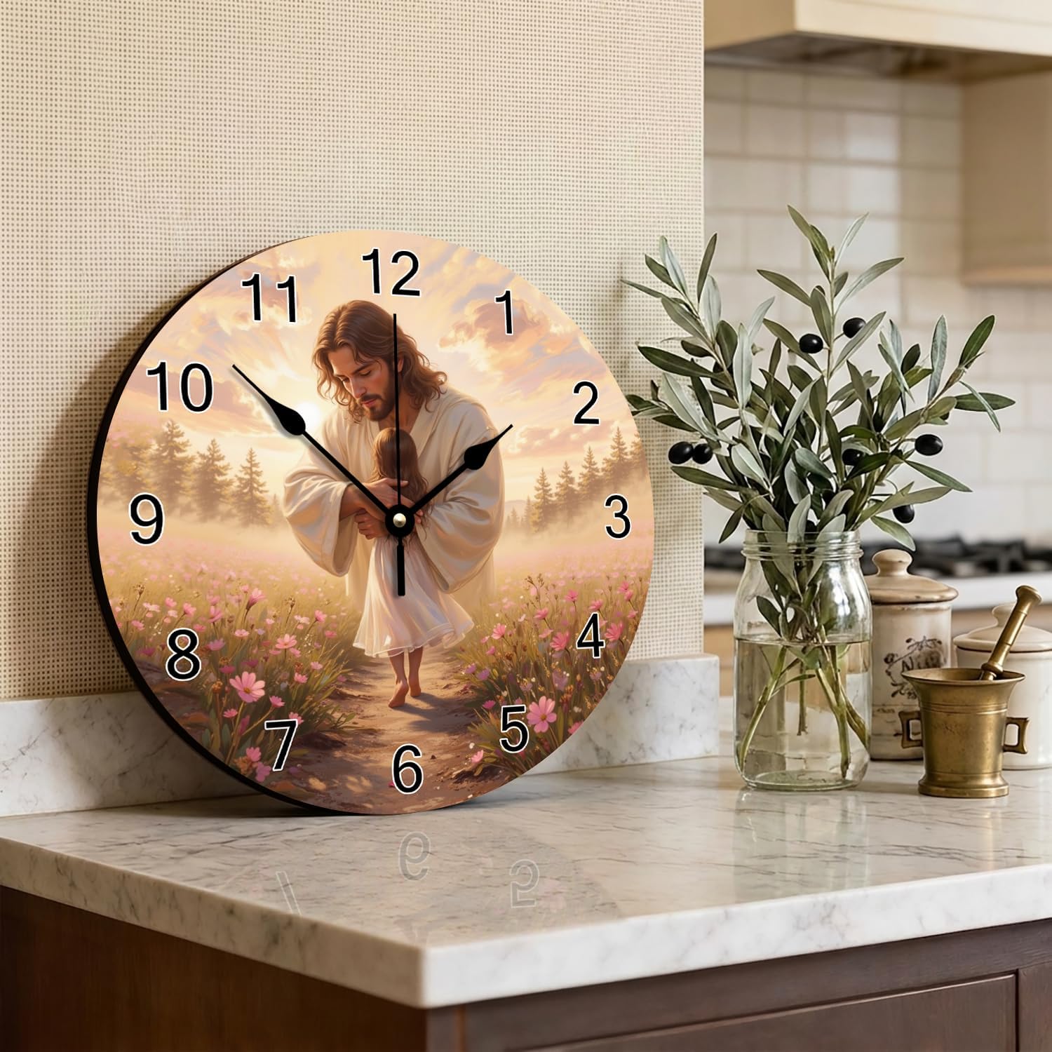 Jesus Hugging Wall Clock Christian Gift Custom Jesus and You Portrait image 3