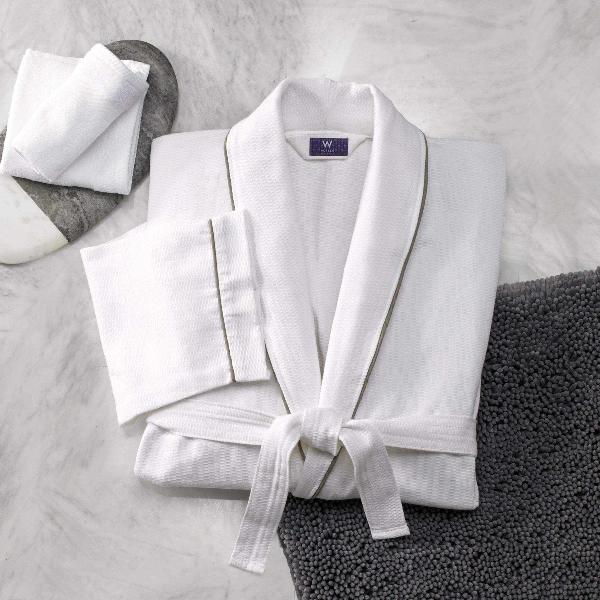 Peignoir 100% Coton - Tissu texturé - Col Châle - Taille Unique - Mixte - Exclusivité
