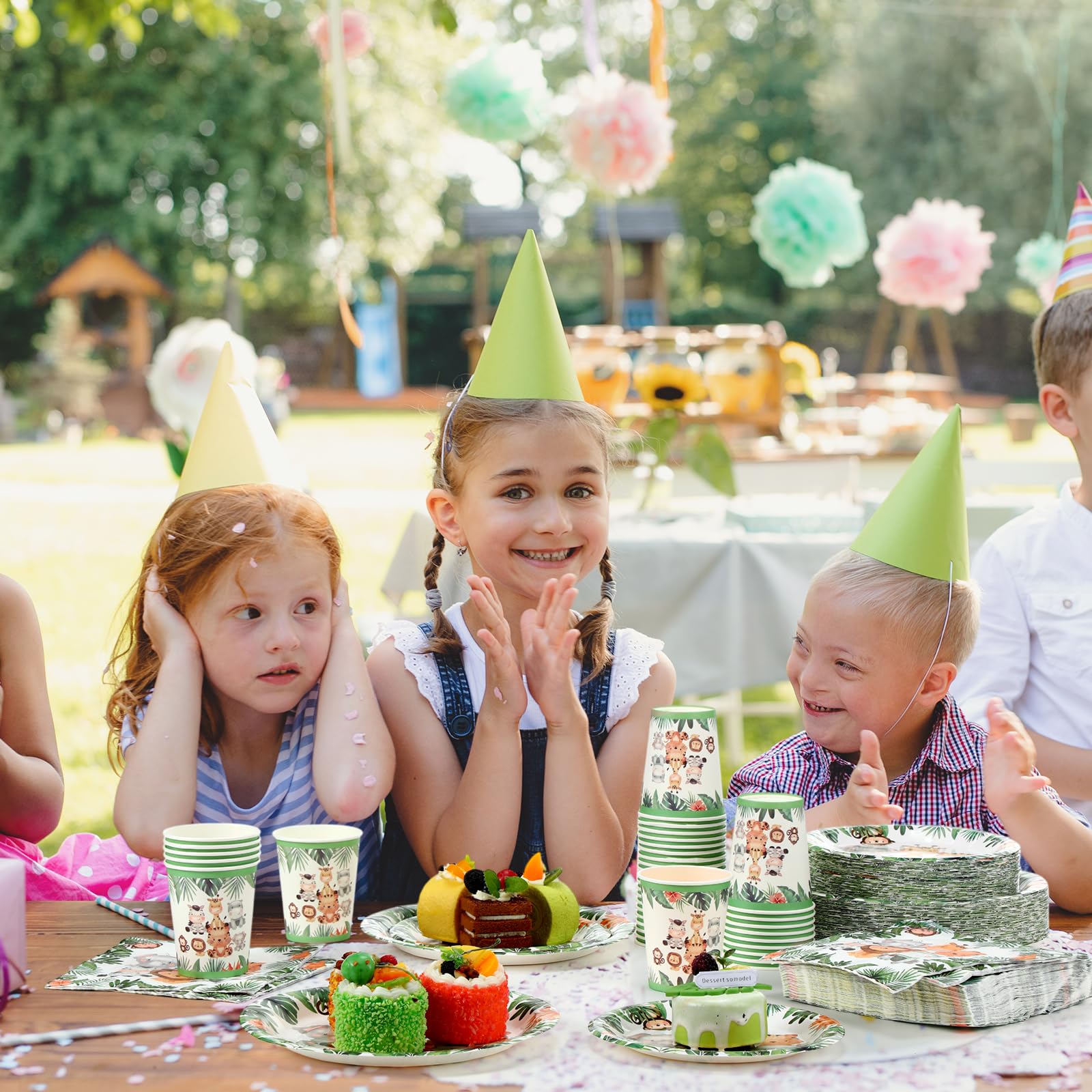 Ziliny Pappteller und Servietten mit Dschungelsafari-Tiermotiv, Einweggeschirr-Set für Babyparty, Safari-Thema, Geburtstagsparty, 240 Stück
