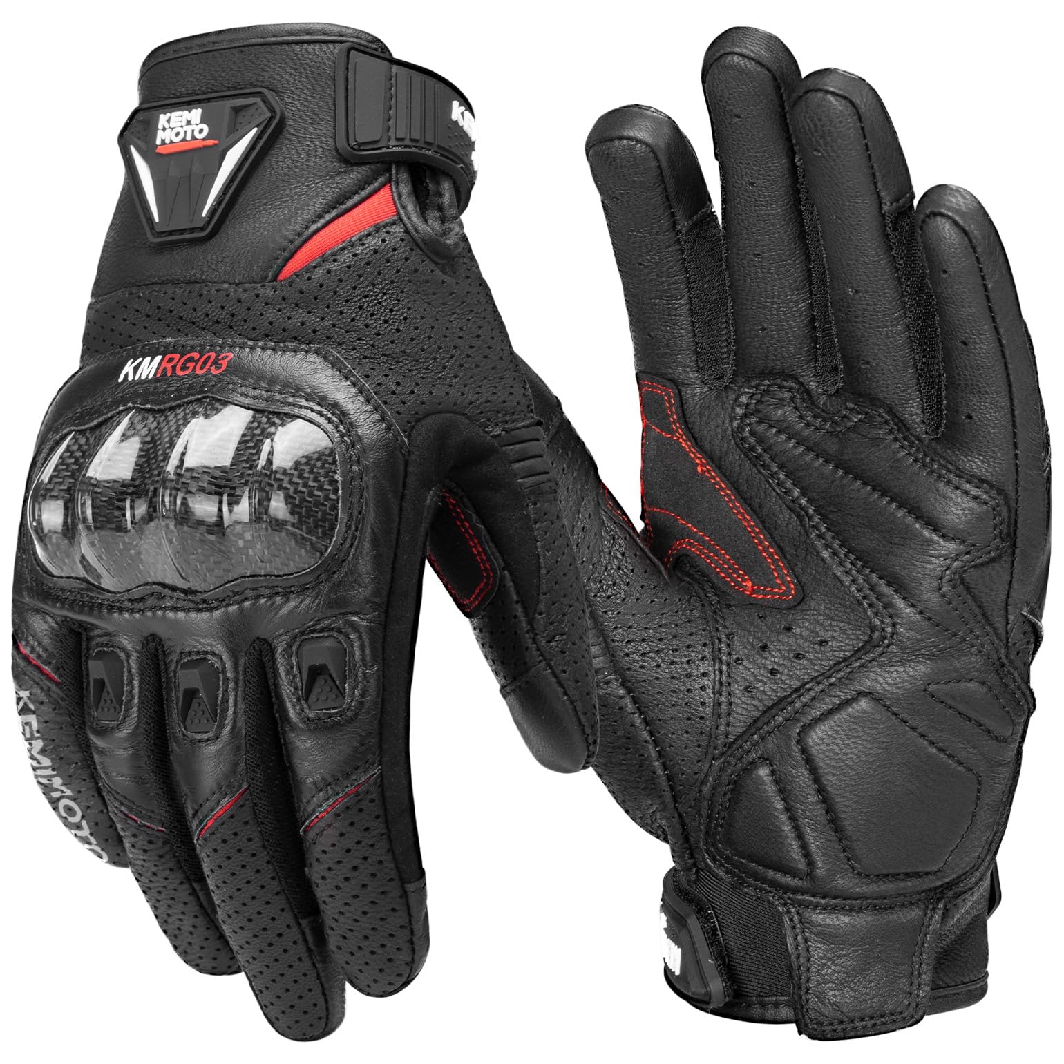 KEMIMOTO Sheepskin Leather Motorcycle Gloves for Men