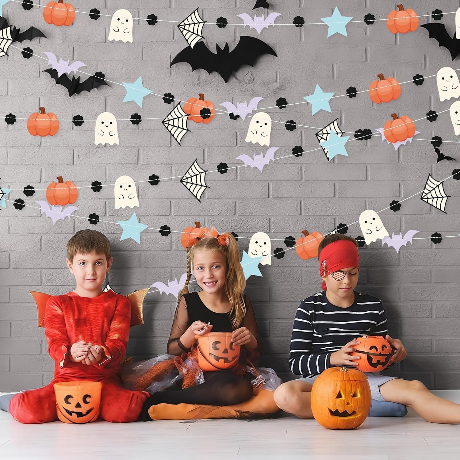 MARFOREVER 4Pack Halloween Garland 39.4Ft Pastel Ghost Pumpkin Banner