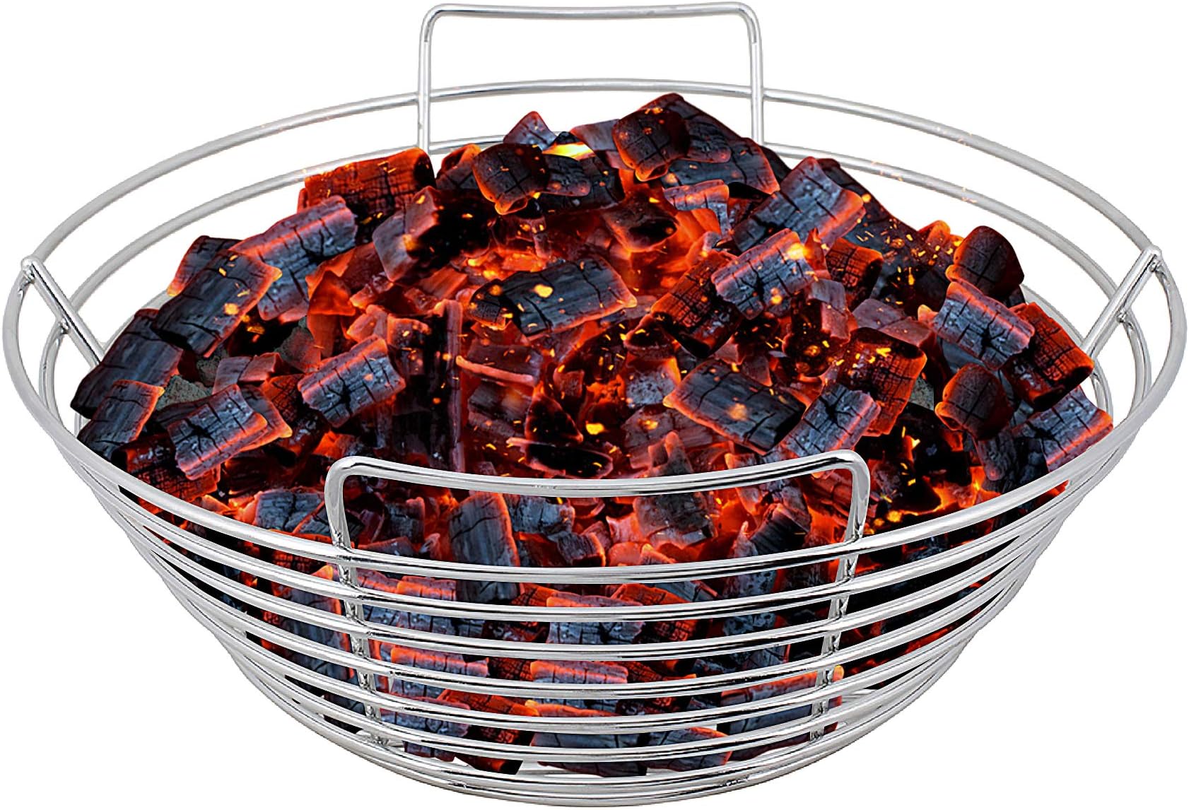 Kick Ash Basket Stainless Steel Charcoal Ash Basket, Fits Big Green Egg Grill, Medium - Designed in Wisconsin