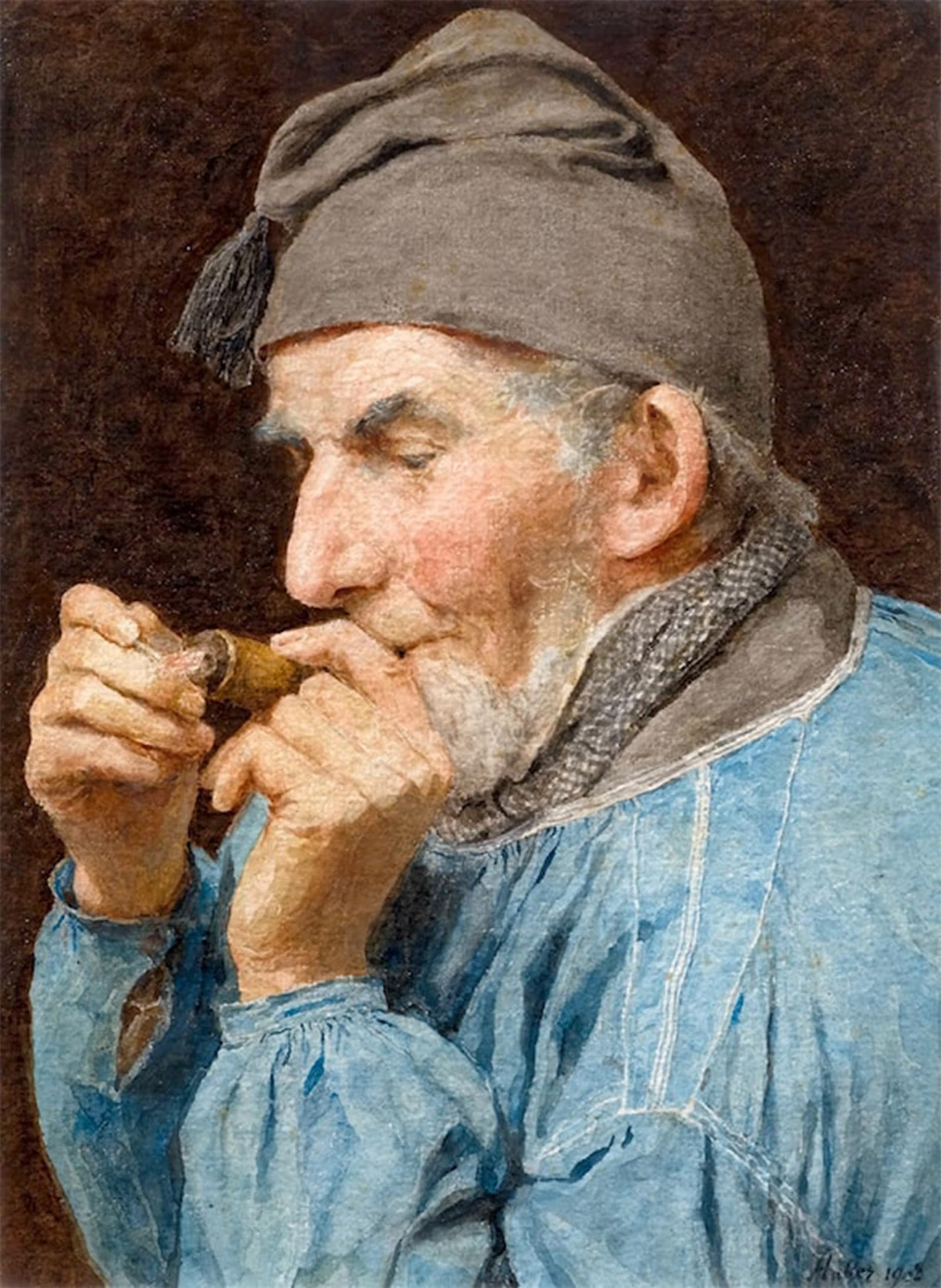 SERENDIPITP Vintage Wall Art Canvas Nordic Poster Canvas Print Picture Farmer with Pipe by Albert Anker Wall Art Poster for Home Decor 60x90cm