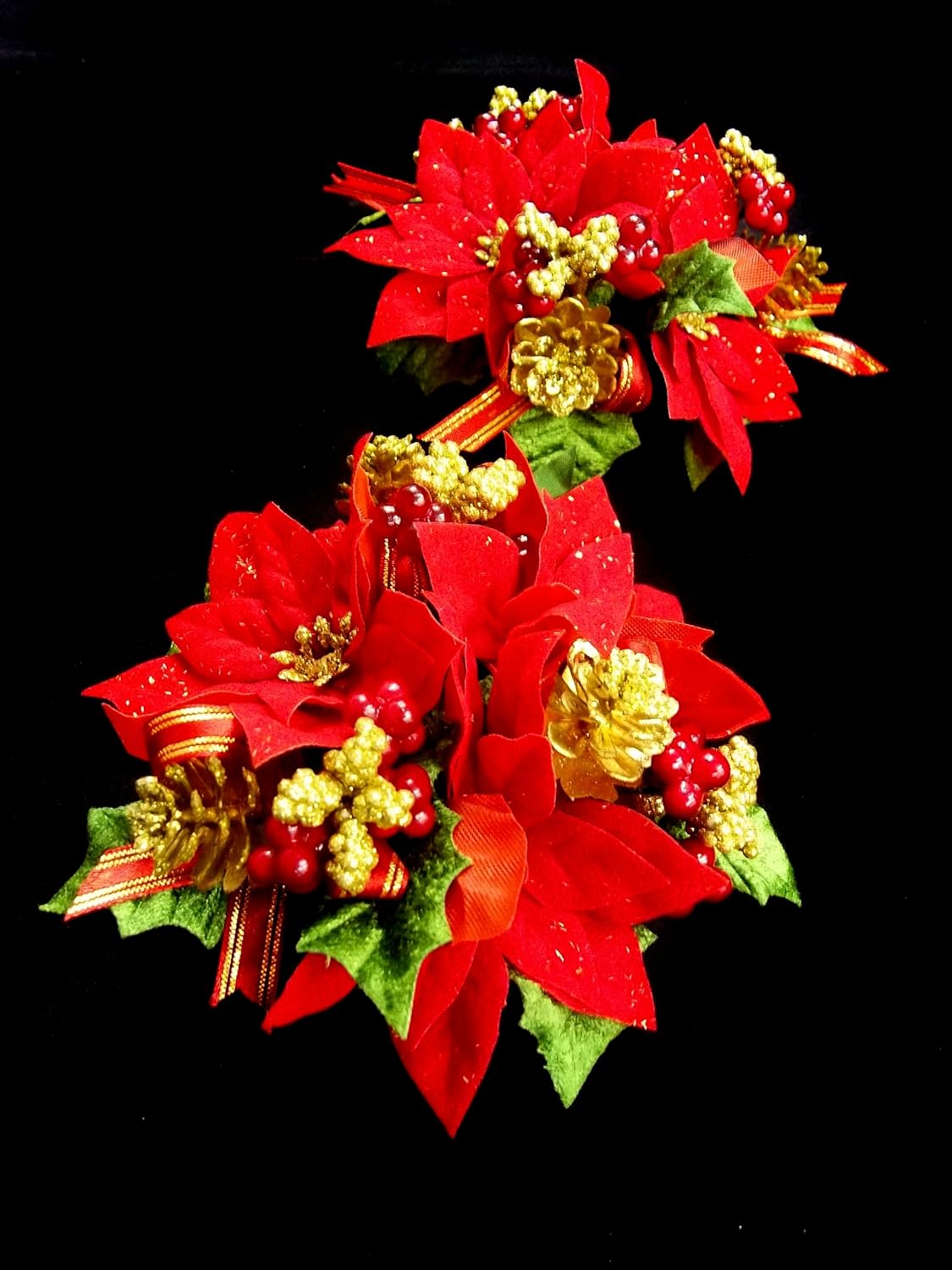 Pair of Red Poinsettia Candle Rings Everything Else