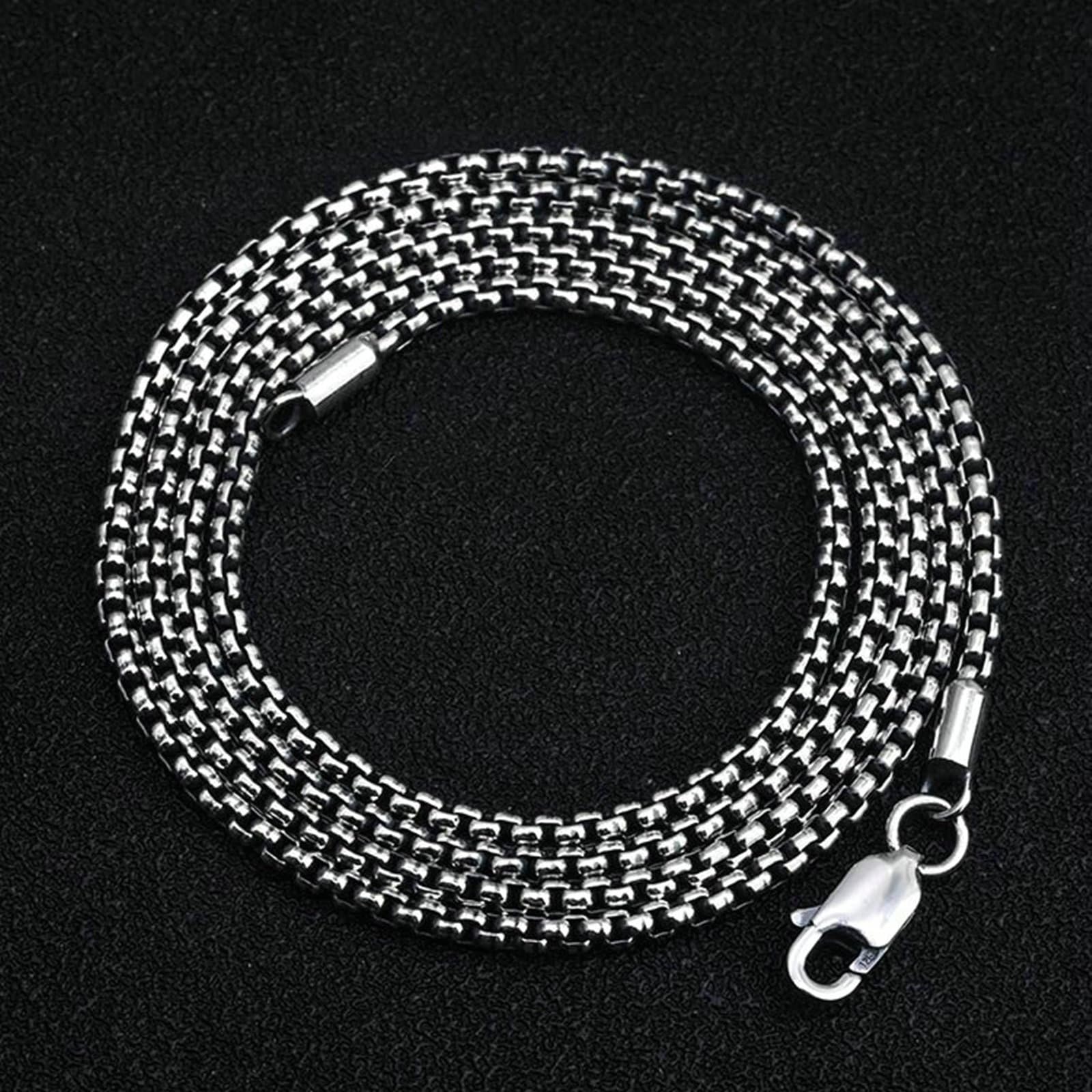 KnSam Collar de cadena Belcher de plata de ley maciza para hombre