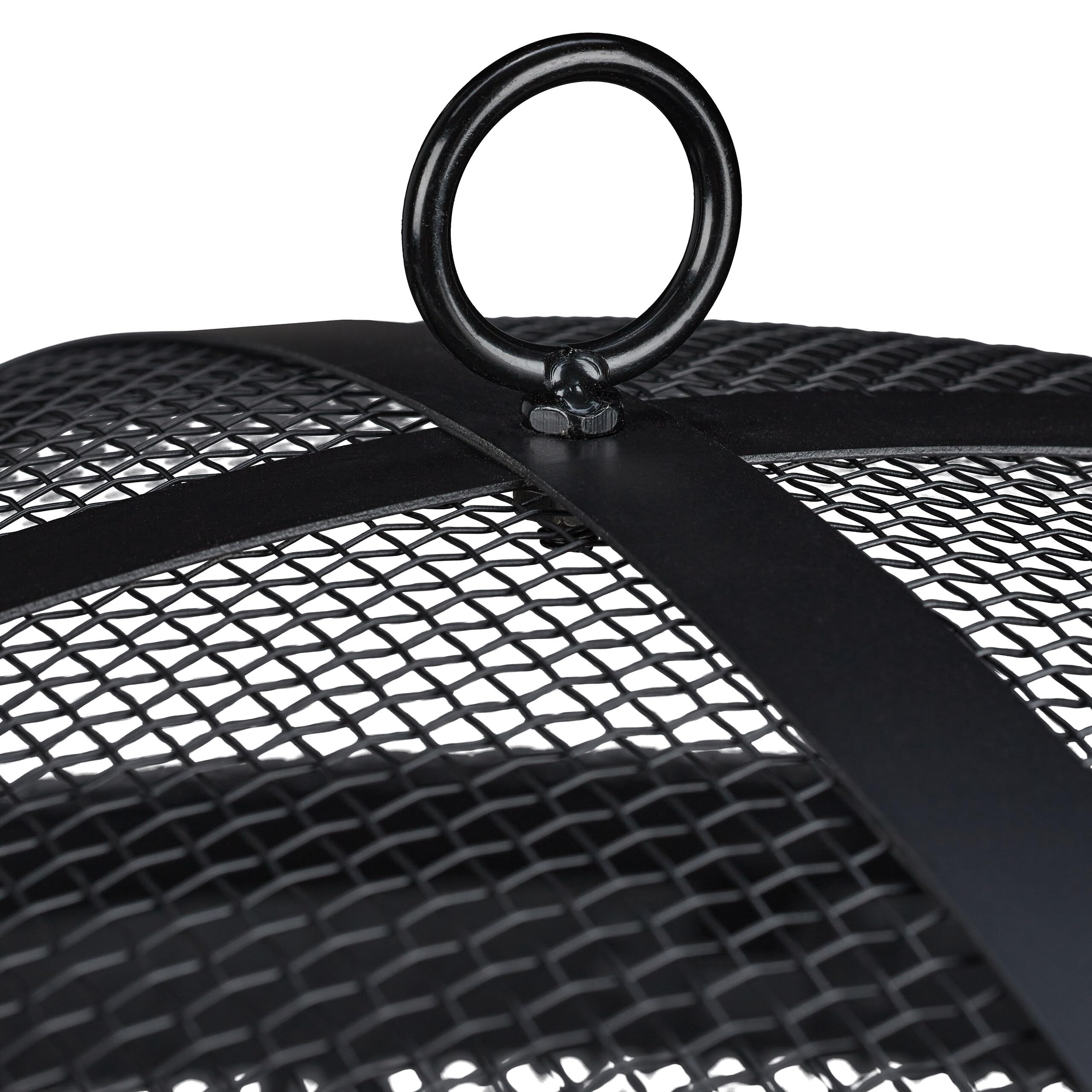 Relaxdays Brasero Exterior con Protector Antichispas, Cuenco Fuego Jardín y Terraza, Atizador, Acero, Ø 62 cm, Negro