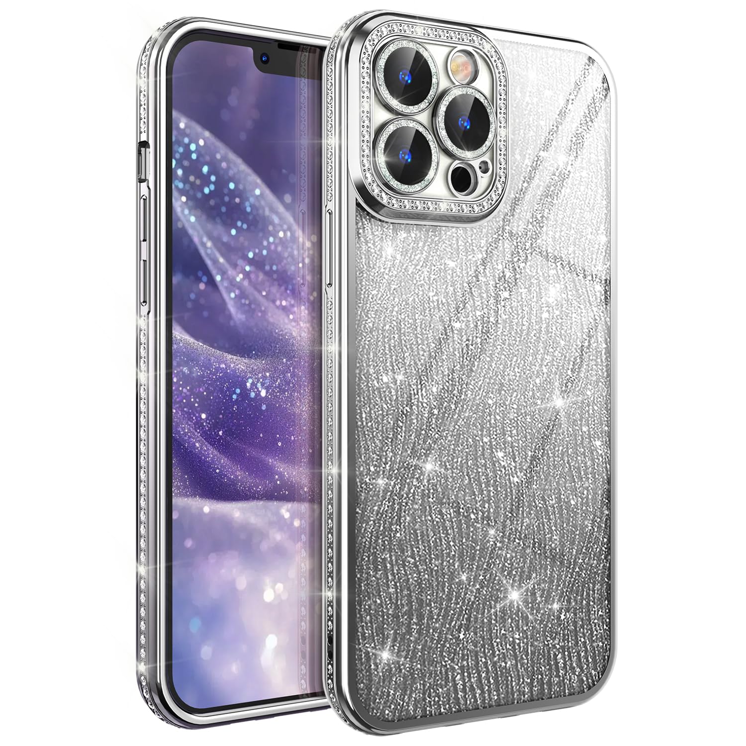 Tingicase for iPhone 13 Pro Max Case Glitter, Cute Shiny Bling Sparkly Bumper Cover with Crystal Diamonds for Women Girls Soft Slim Shockproof