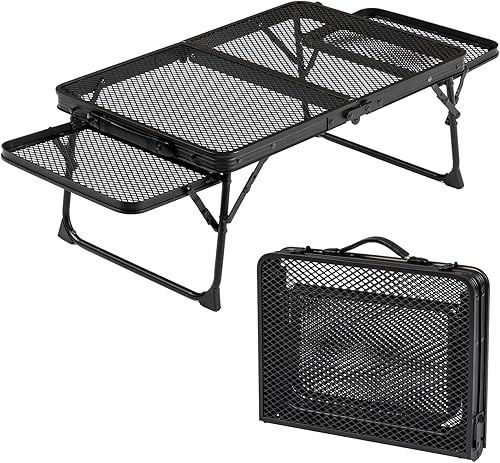 Outvita Mesa plegable para parrilla, mesa de camping portátil, mesa de picnic ligera de 3 x 2 pies con altura ajustable y asa de transporte, mesa de