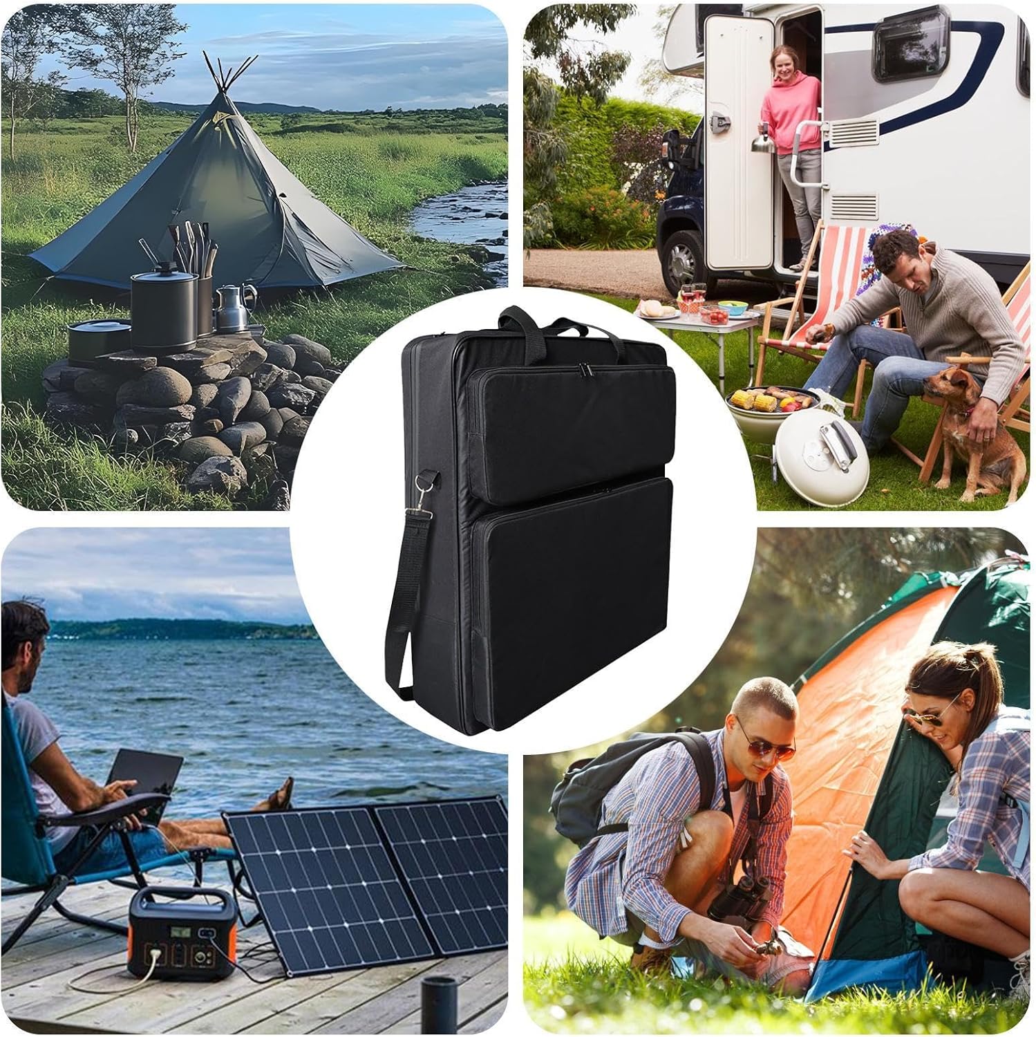 ソーラーパネル専用ケース | ソーラーパネル バックパック,防水 保護バッグ 屋内 ビーチ ガーデン アウトドア キャンプ 街歩き