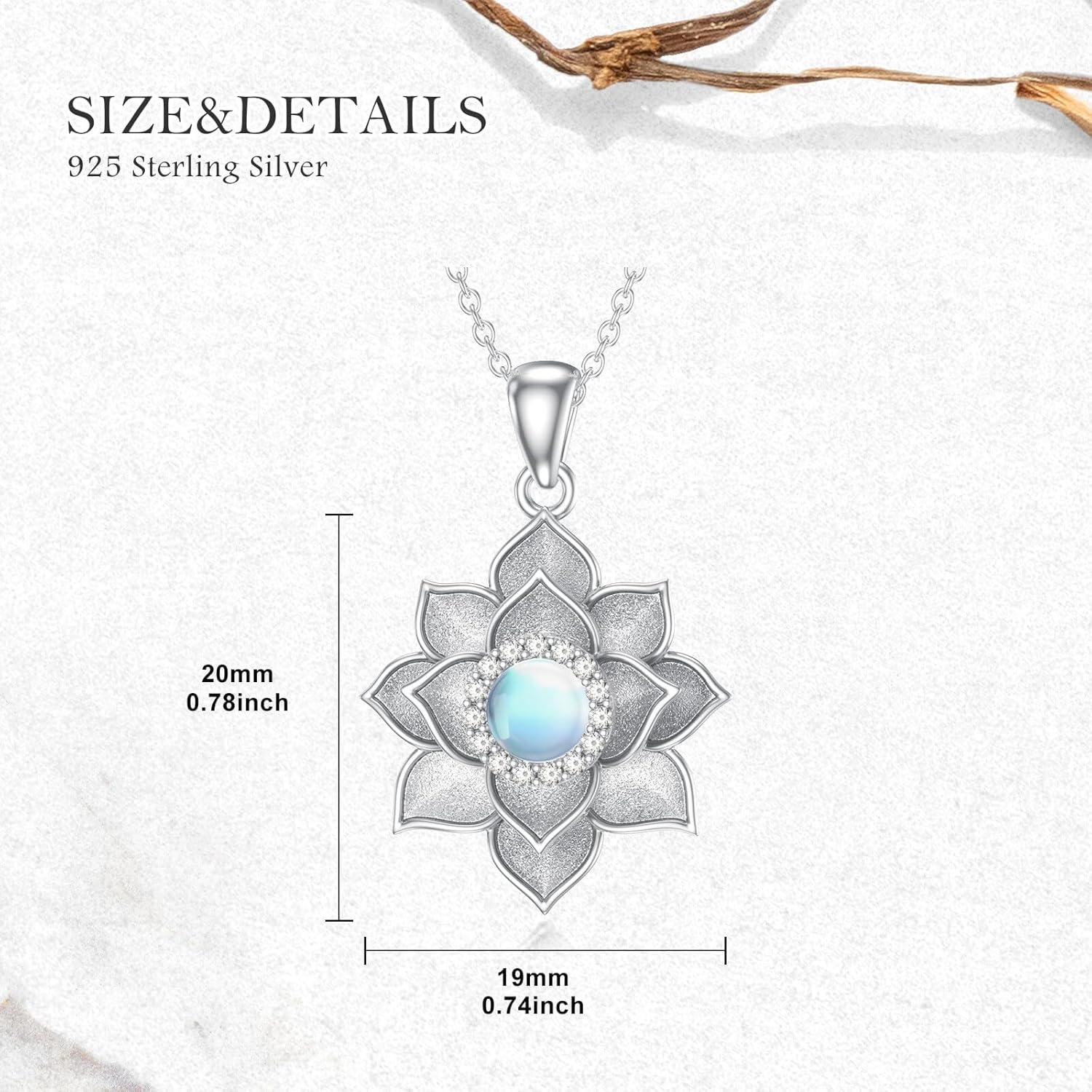 Lotus Necklace for Women 925 Sterling Silver Moonstone Lotus Flower Pendant Necklace Moonstone Jewelry Gift for Mom Wife - Image 4