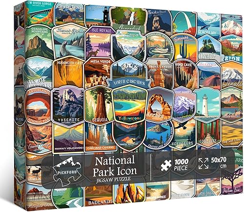 Miniatura 9 de PICKFORU Rompecabezas vintage de parques nacionales para adultos de 1000 piezas en adelante, rompecabezas retro de póster de Parque Nacional