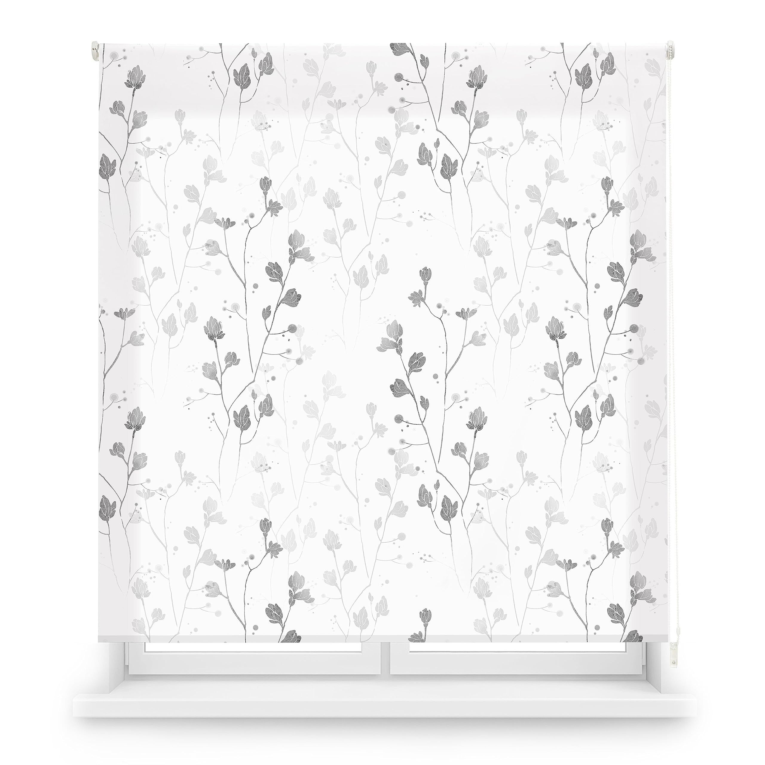 Blindecor Ara Grey Garden | Estor Enrollable Estampado Con Tejido translúcido - 130 x 180 cm (Ancho por Alto) | Tamaño aproximado de la Tela 127 x 175 cm | Estores para Ventanas