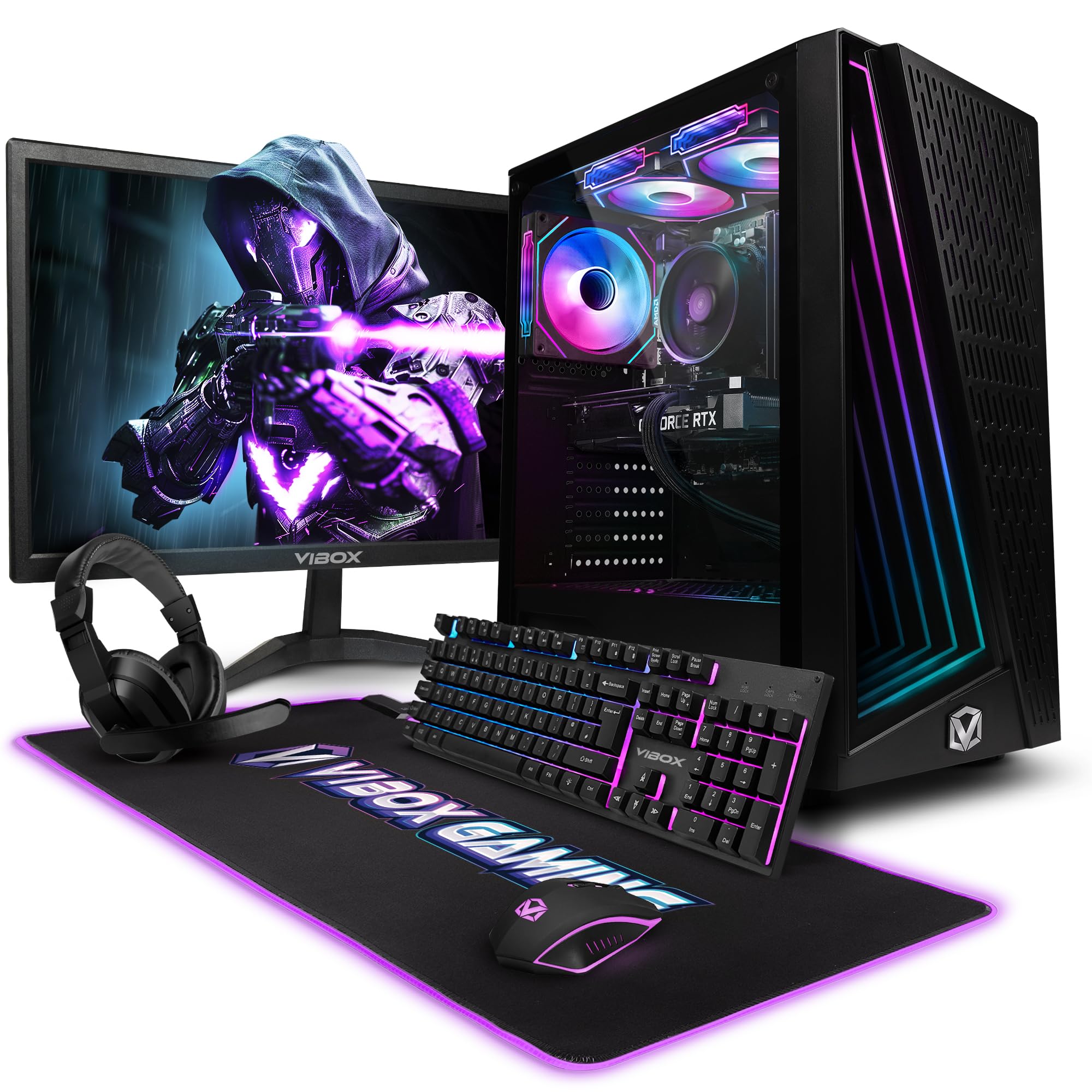 Vibox V-68 PC Gaming Completo • Schermo da 23 pollici • AMD Ryzen 5 5500 6 cores • Nvidia RTX 3050 6GB • 16GB RAM • 500GB SSD • Windows 11 • WiFi 6 + Bluetooth 5.4