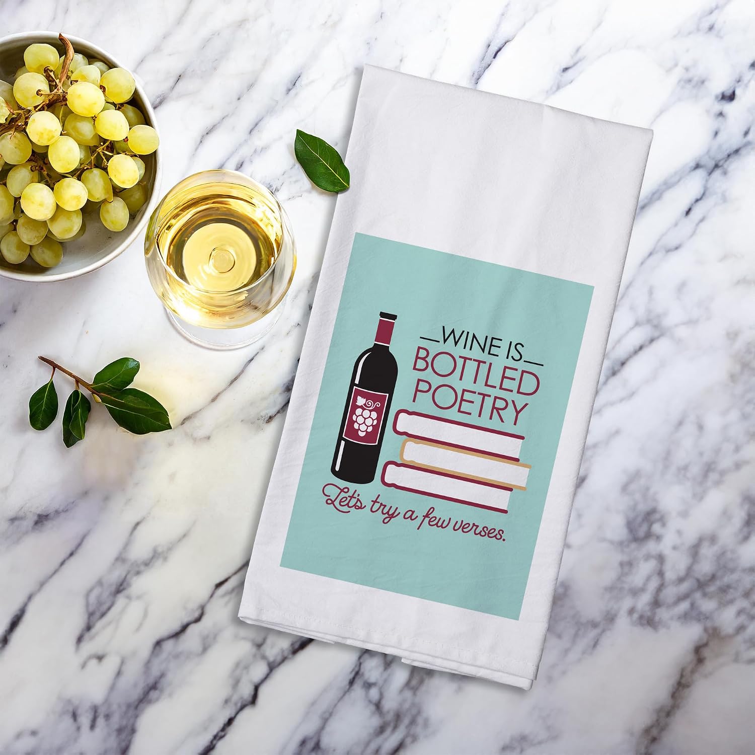 Chris's Stuff Kitchen Dish Towel - Flour Sack Cotton Dishcloth - Highly Absorbent - 27 x 27 Inches for Wine Lovers - Funny Quote Therapy (Bottled Poetry) image 4