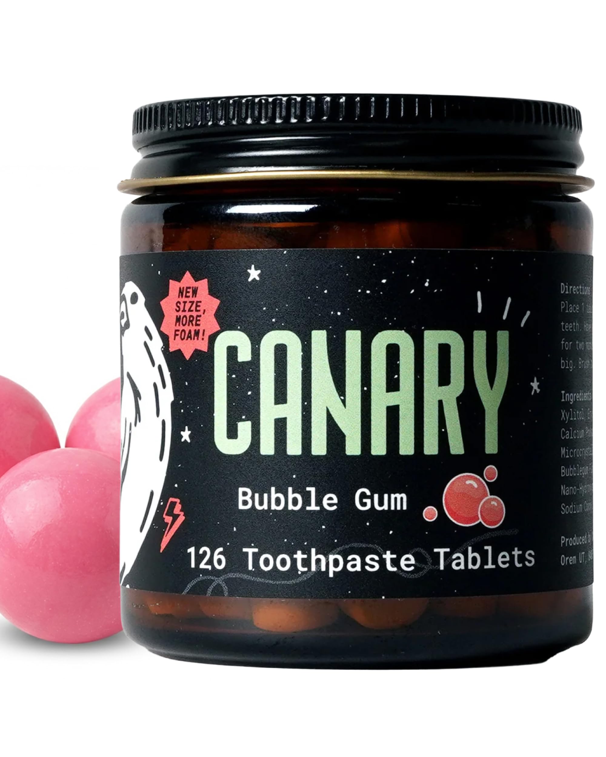 Pastiglie di dentifricio con idrossiapatite di canarino a forma di gomme da masticare: rimineralizzanti, senza fluoro, completamente naturali, con xilitolo, ideali per bambini, senza plastica, 126