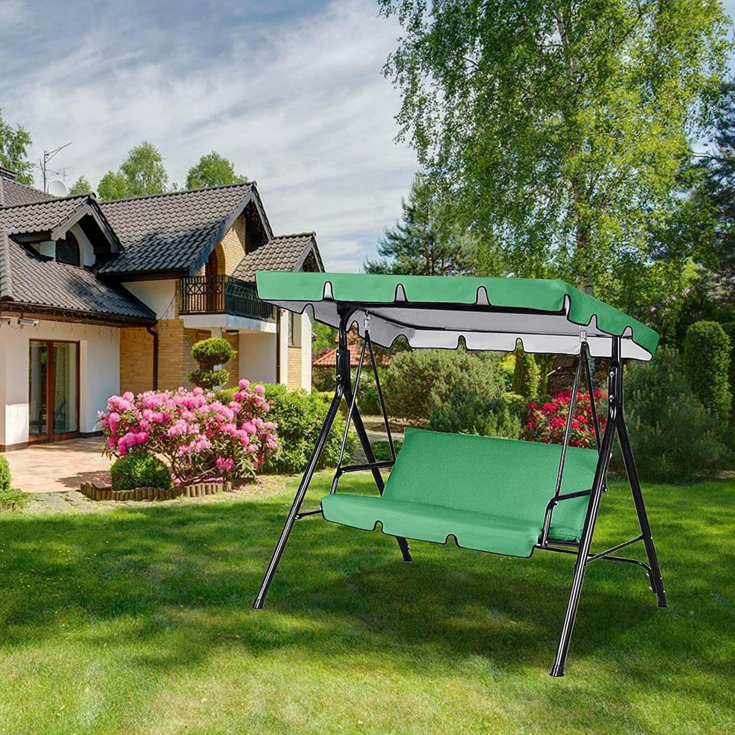 Cover Swing Ceiling Rain Outdoor Cloth Courtyard Awning Replacement Cover Patio Lawn & Garden Swing Seat (Dark Green #0, One Size)