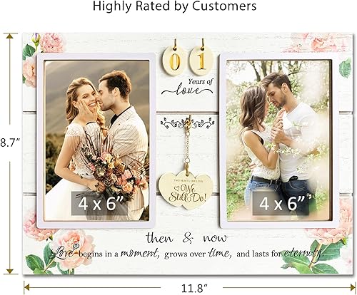 Miniatura 2 de A'arkaJ (1-99) Marco de Fotos de Aniversario de Boda, Regalo de Aniversario de Boda para Pareja, Recién Casados. Regalo de Compromiso para Ella o