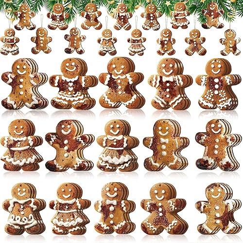 Miniatura 11 de 12 adornos de madera de Navidad, bolas de regalo rojas, decoración de árbol de Navidad, copos de nieve, árboles de Navidad, adornos colgantes con