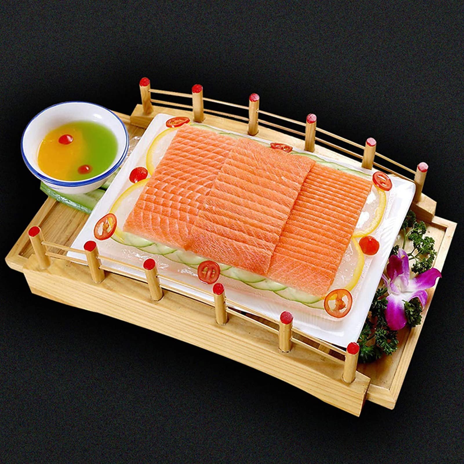 Japoński styl łuk do sushi mostek, taca do serwowania sushi Sashimi, kuchnia, ekspozytor na sushi zastawa stołowa dekoracyjna ozdoba, 38 cm