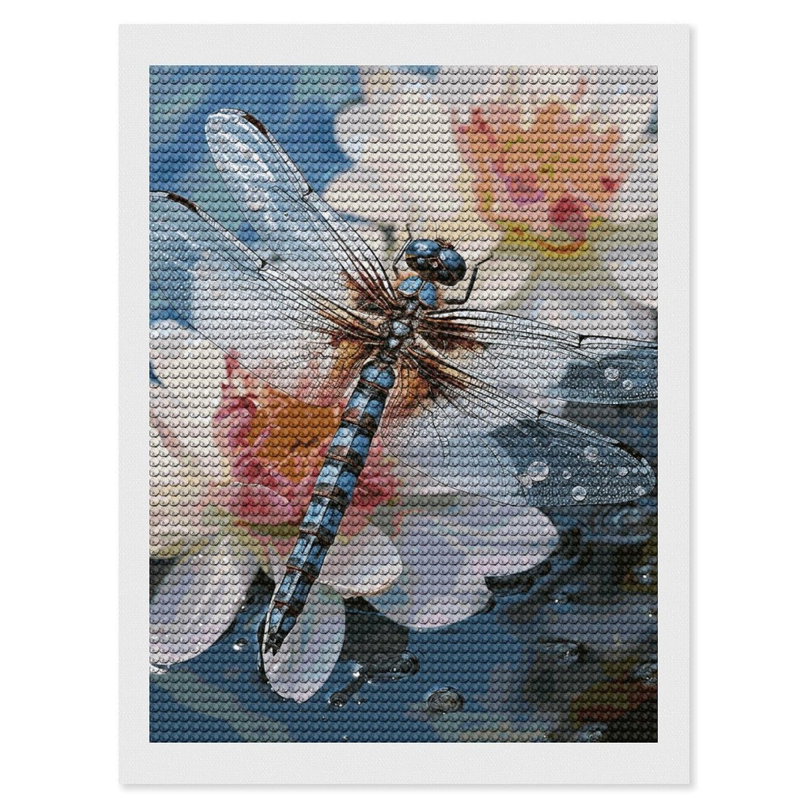 Dragonfly Flower Diamond Art Kits for Adults, DIY 5D Diamonds Painting Kits for Beginner, Round Full Drill Diamond Dots Painting, Diamonds Pictures Gem Art and Crafts Wall Decor 12"x16"