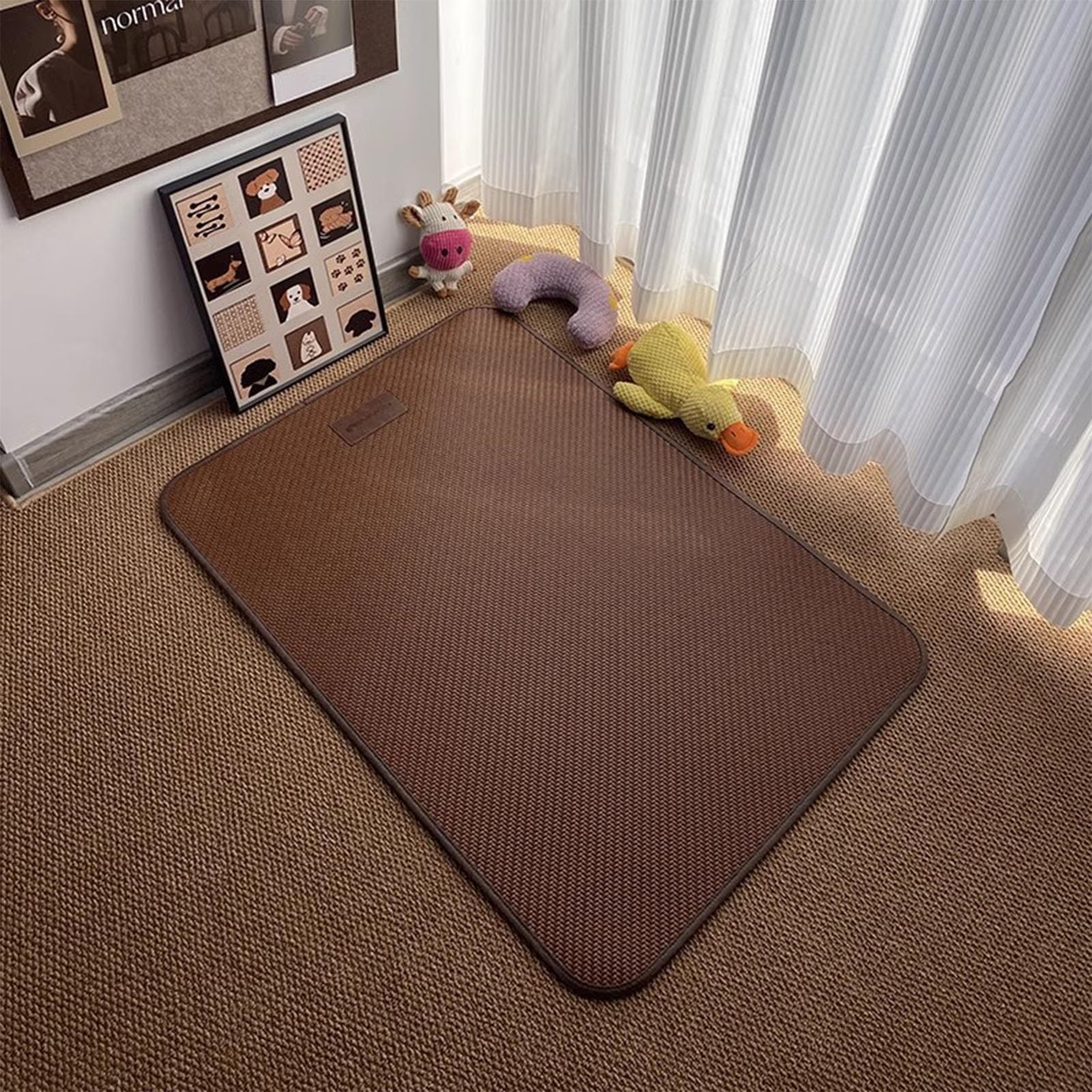 Alfombrilla Refrescante for Mascotas, Manta Refrescante Perro, Colchoneta Perro, Antimordeduras(Brown,60x50cm)