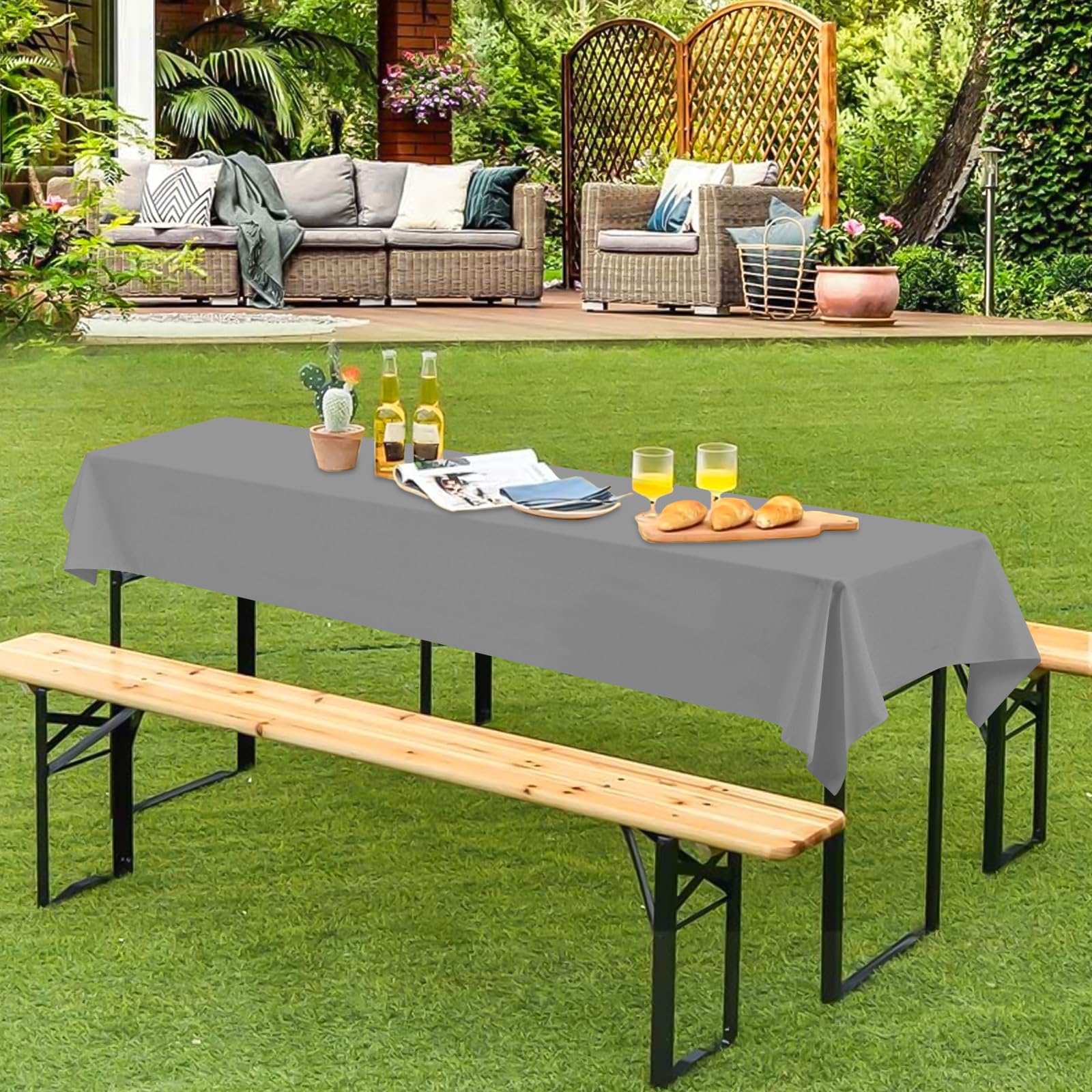 2 Stück Tischdecke Bierzeltgarnitur 100 x 250cm Biertisch Tischdecke wasserdichte Polyester Tischdecken grau Biertischdecke für 50 und 70cm Biertische, Rechteckige Tischdecken für Hochzeitsfeiern Küche, Haushalt & Wohnen