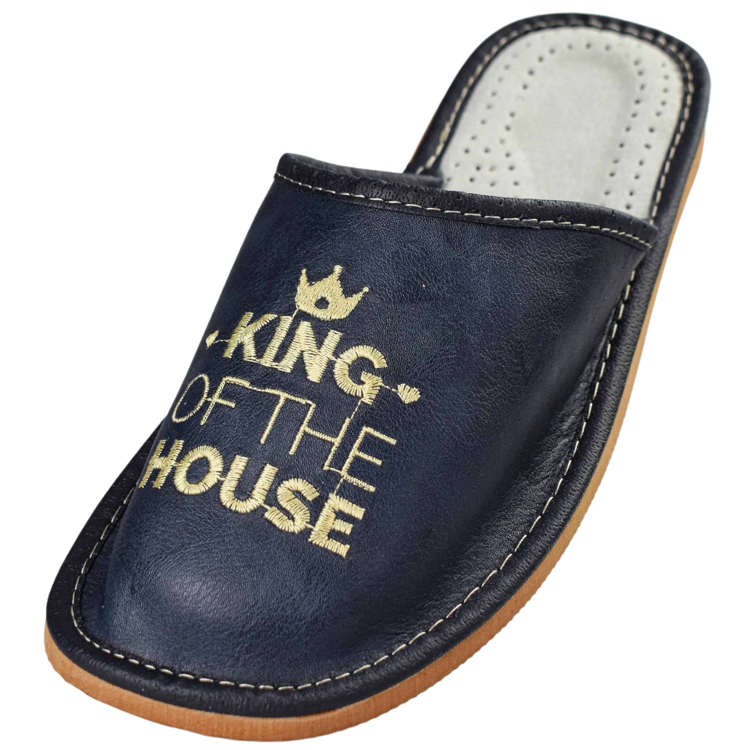APREGGIO - Herren Hausschuhe aus Leder – Slip-On, Pantoffeln