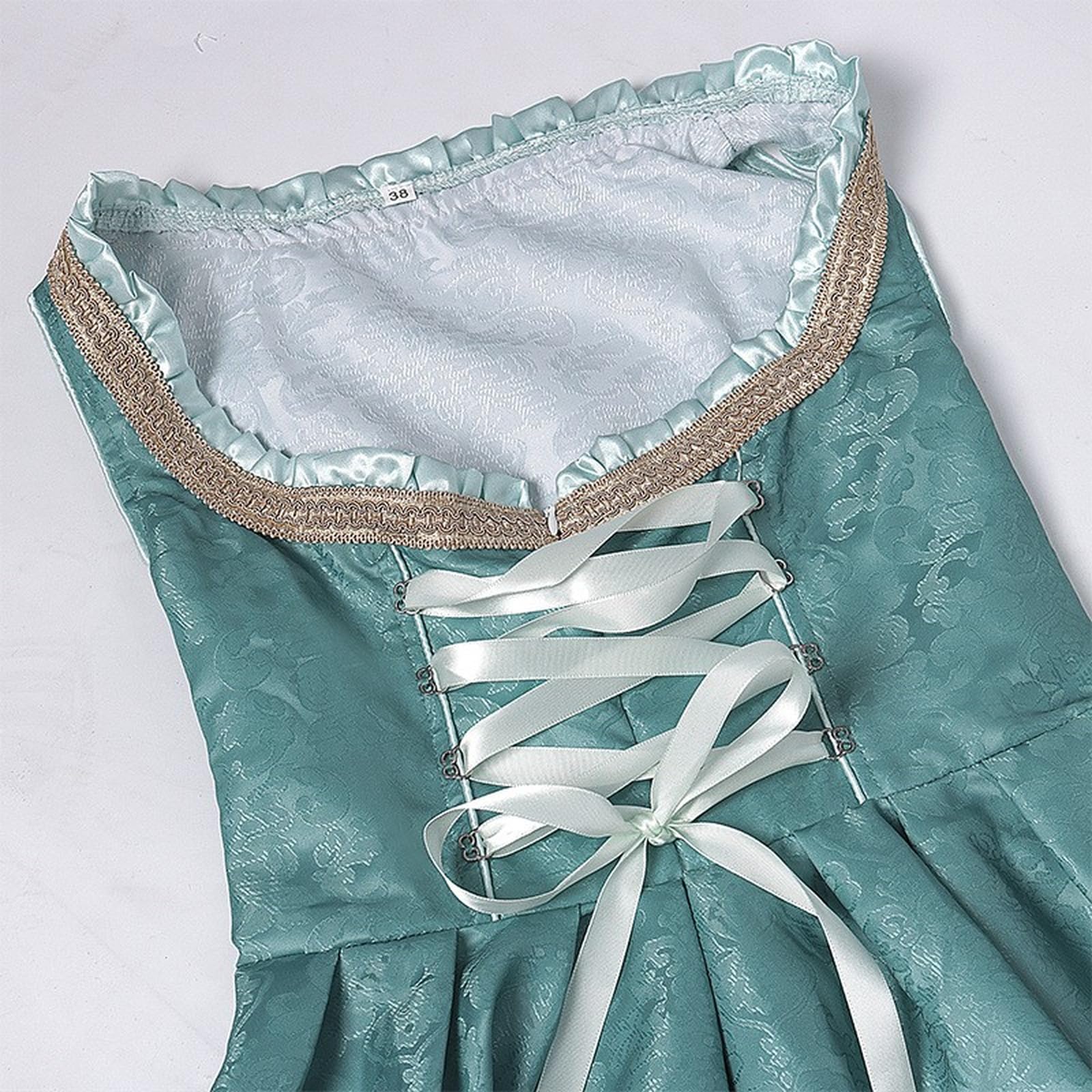 Dirndl Damen Trachtenkleid Midi 3 Teilig Oktoberfest Outfit Spitze Dirndlkleid Elegante Trachtenmode Trachtenrock Bayerisches Dirndl-Komplettsets Biermädchen Kleid Karneval kostüm Halloween