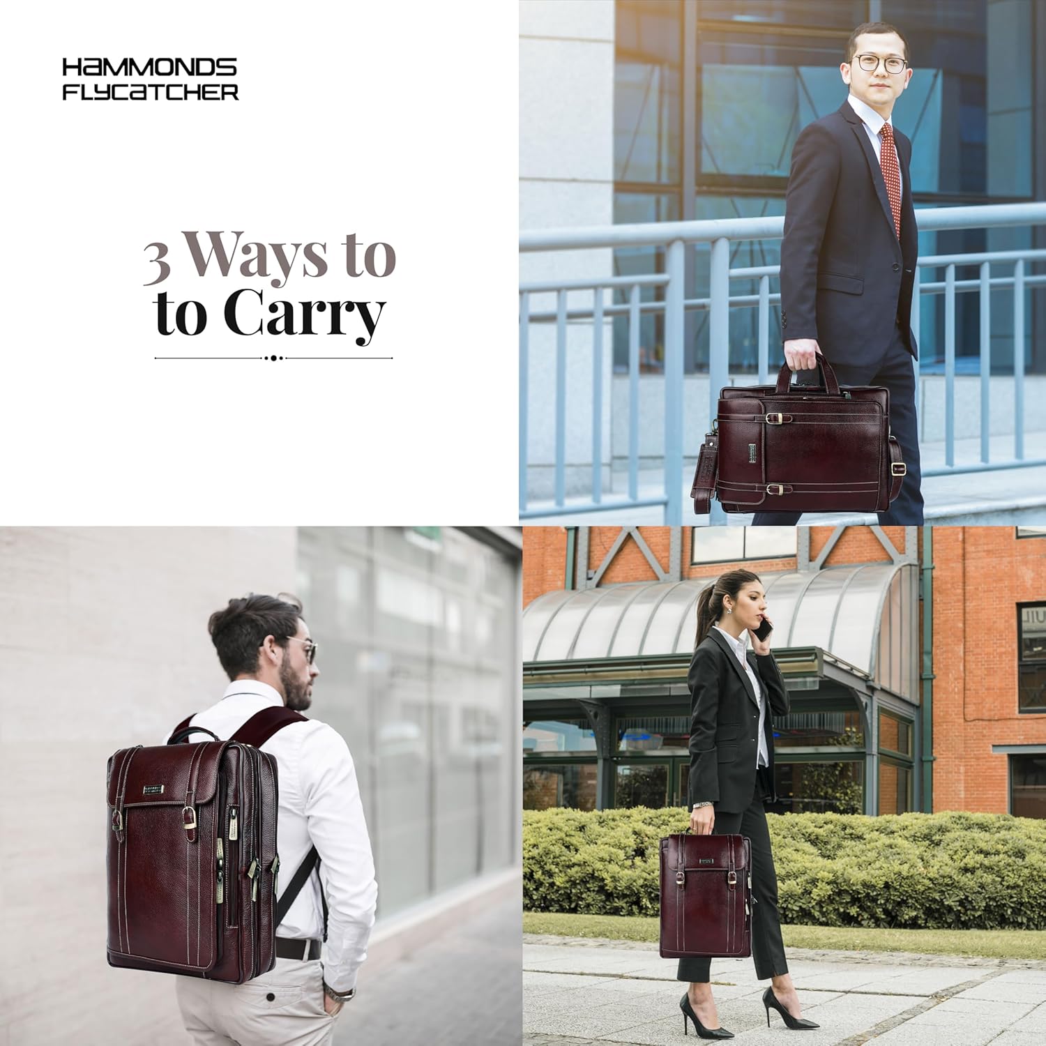 HAMMONDS FLYCATCHER Genuine Leather Office Bag for Men, 2in1 Brown Laptop Bag for Men, Fits 15.6" Laptop, Adjustable Strap, Multi Compartments Ideal for Office, Travel, Daily Use, 1 Year Warranty 39 810dqfIBRlL. SL1500