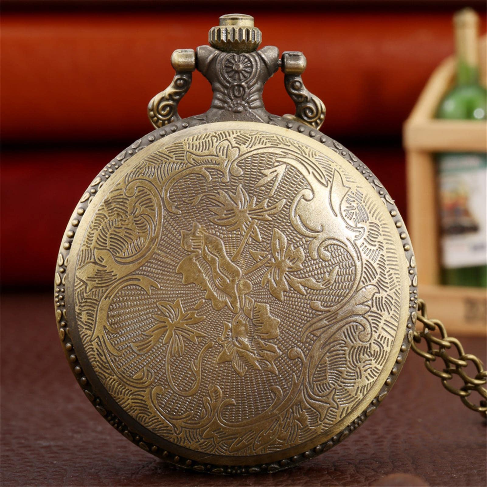 Zegarek kieszonkowy i łańcuszek, Vintage zegarek kieszonkowy Vintage Steampunk Ażurowy kwarcowy zegarek kieszonkowy z łańcuszkiem Boże Narodzenie Ukończenie szkoły Prezenty urodzinowe Dzień Ojca