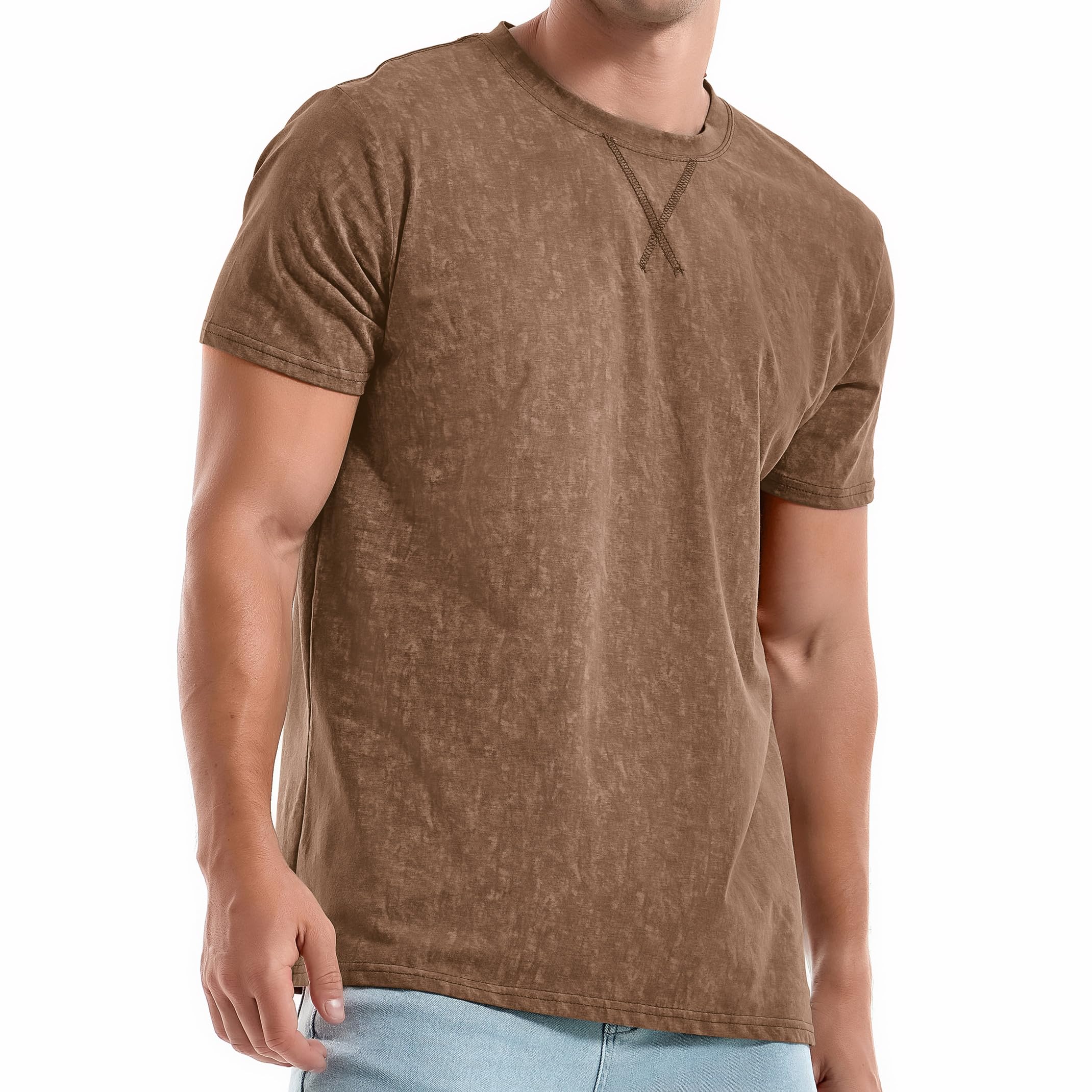 RONOMO Herren T-Shirt Basic T-Shirt mit V-Ausschnitt（V2）