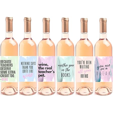 Amazon.com | Set of 6 End of Year Teacher Gift Wine Bottle ...