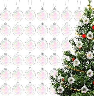 50 Pcs Iridescent Christmas Ornament Balls,2.36 inch Hanging Clear Rainb...