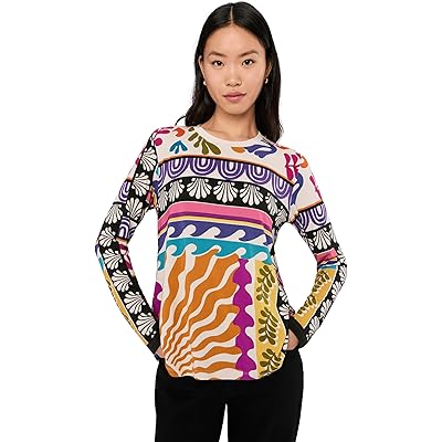 Johnny Was The Janie Favorite Long Sleeve Crew Neck Swing Tee white