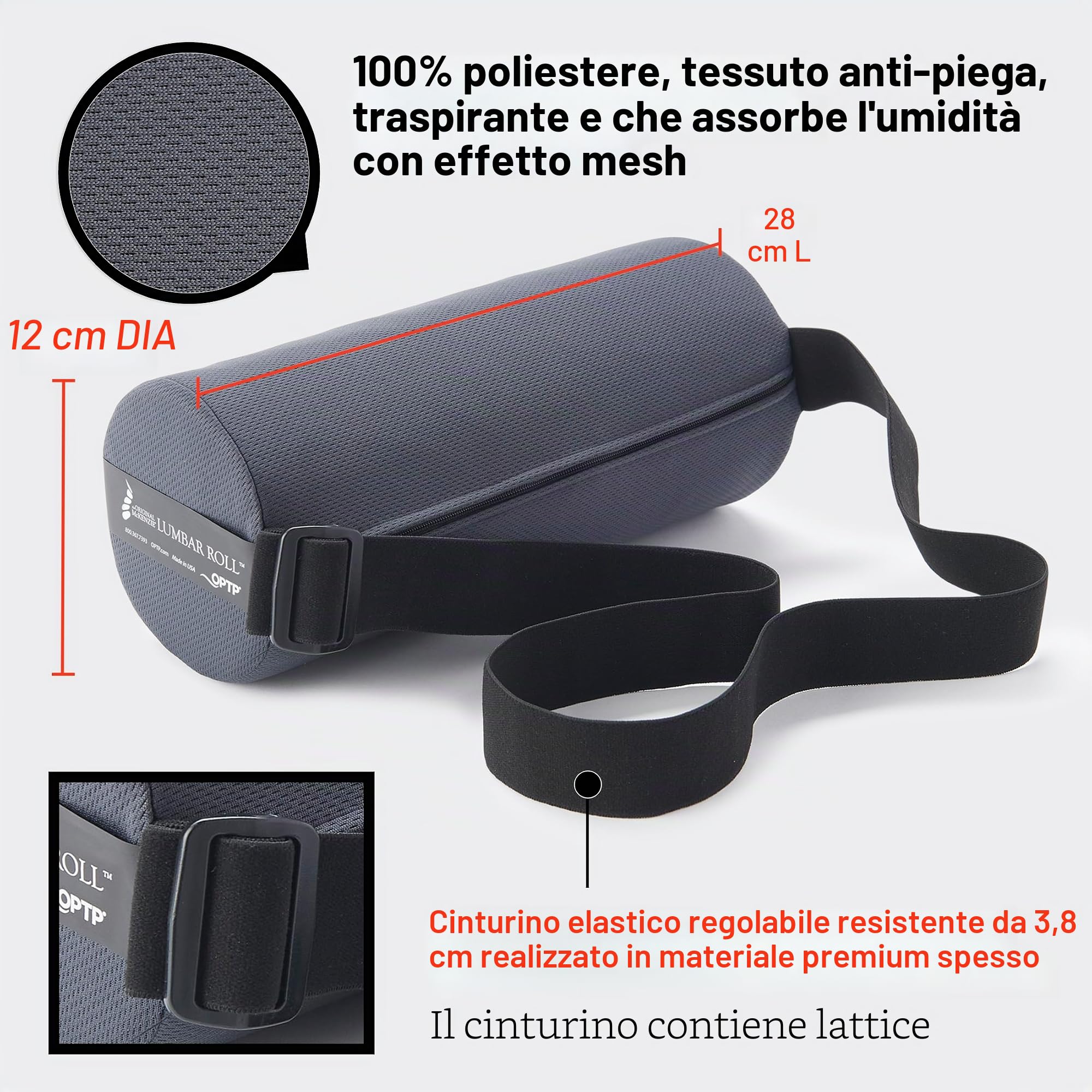 OPTP McKenzie - Supporto lombare per sedia da ufficio e seggiolini auto, densità standard