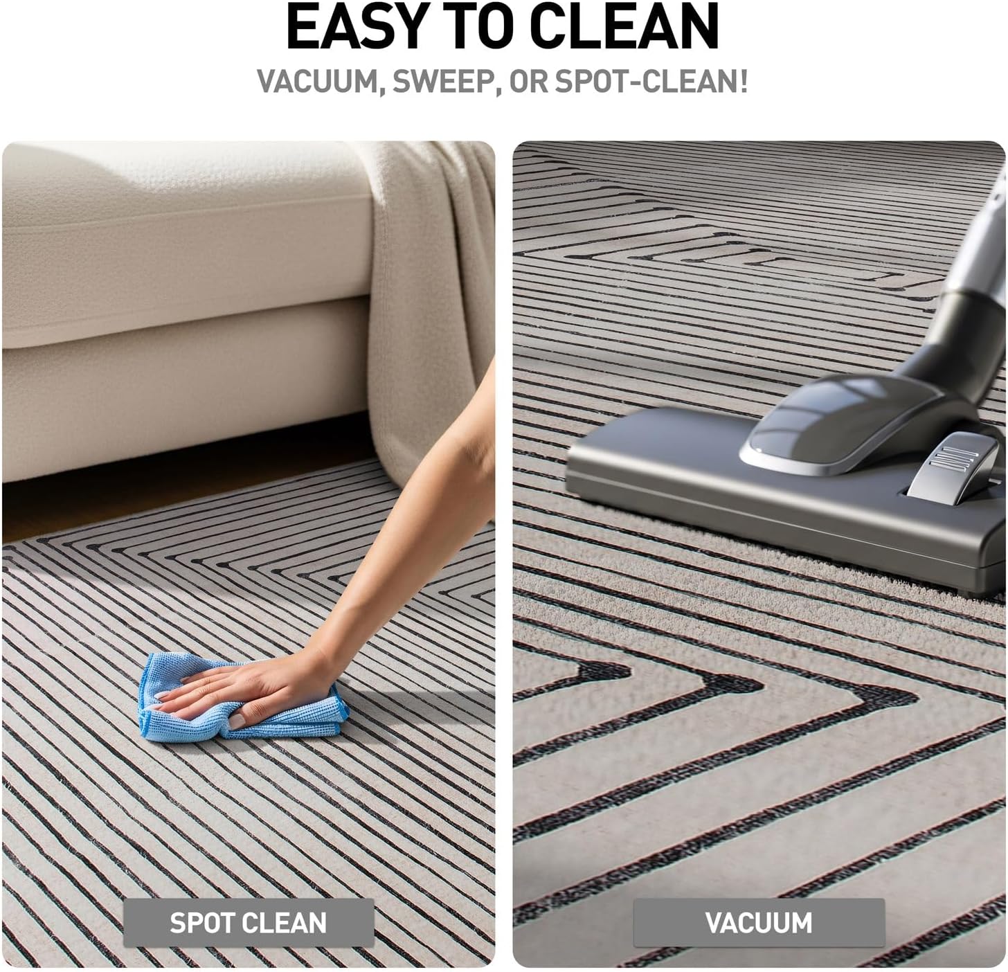 Rugshop Marbella Bohemian Stripes Washable Non Slip Runner Rug 2' x 8' Beige