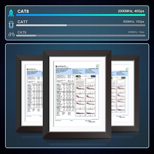 Miniatura 4 de Cable Ethernet Cat 8, cable de conexión LAN de alta velocidad resistente de 100 pies con conectores RJ45 chapados en oro, 26AWG, 2000 Mhz para